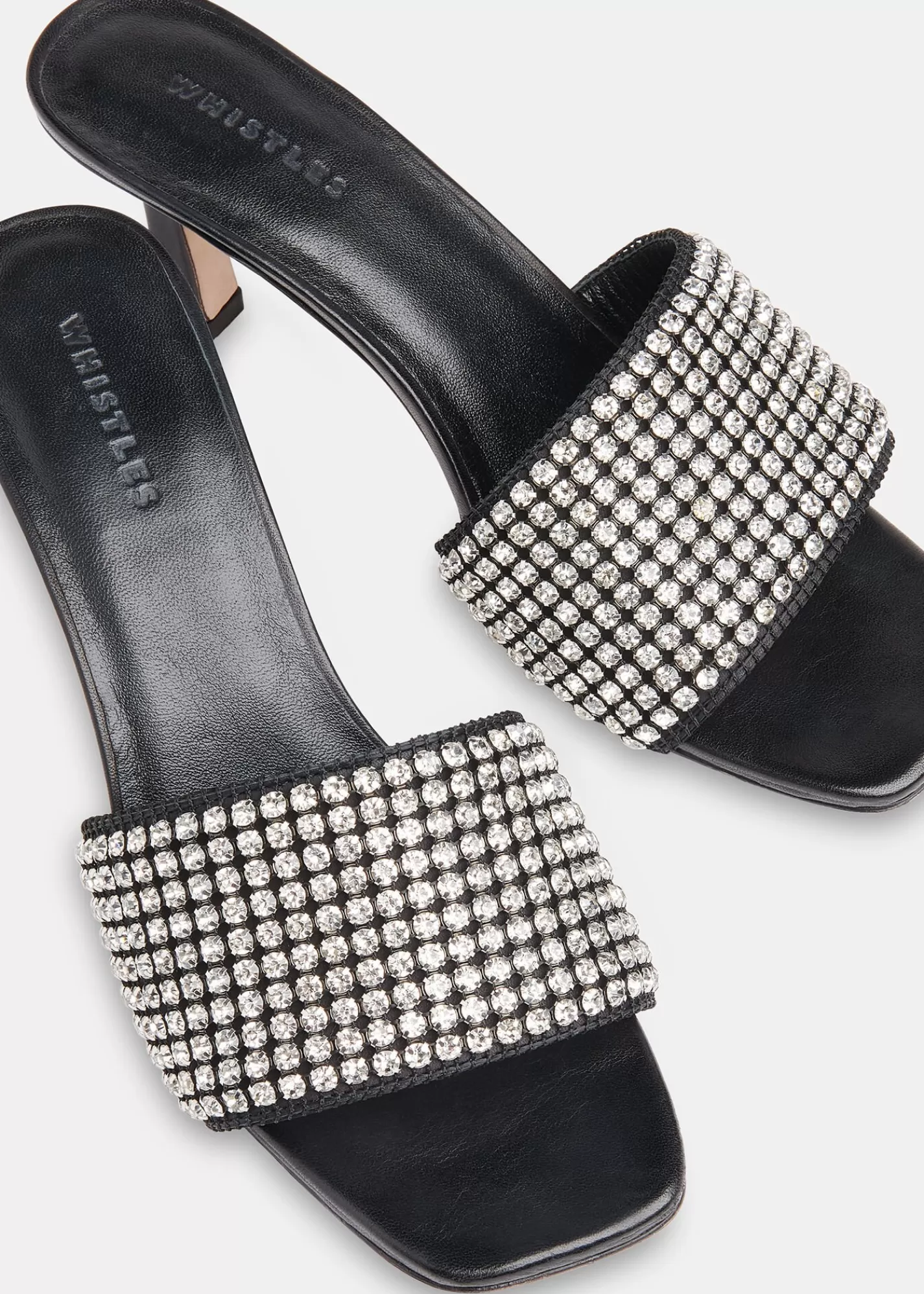 Whistles Heels*Adella Diamante Slip On Mule Black