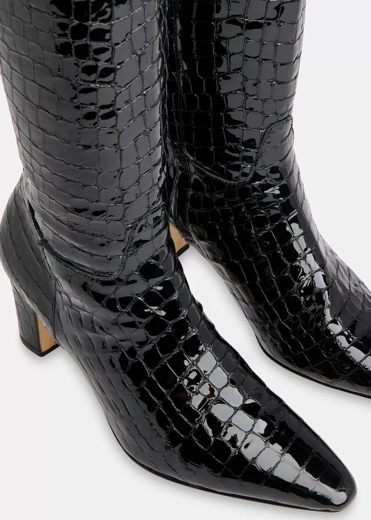 Whistles Boots | Leather*Albie Croc Knee High Boot Black