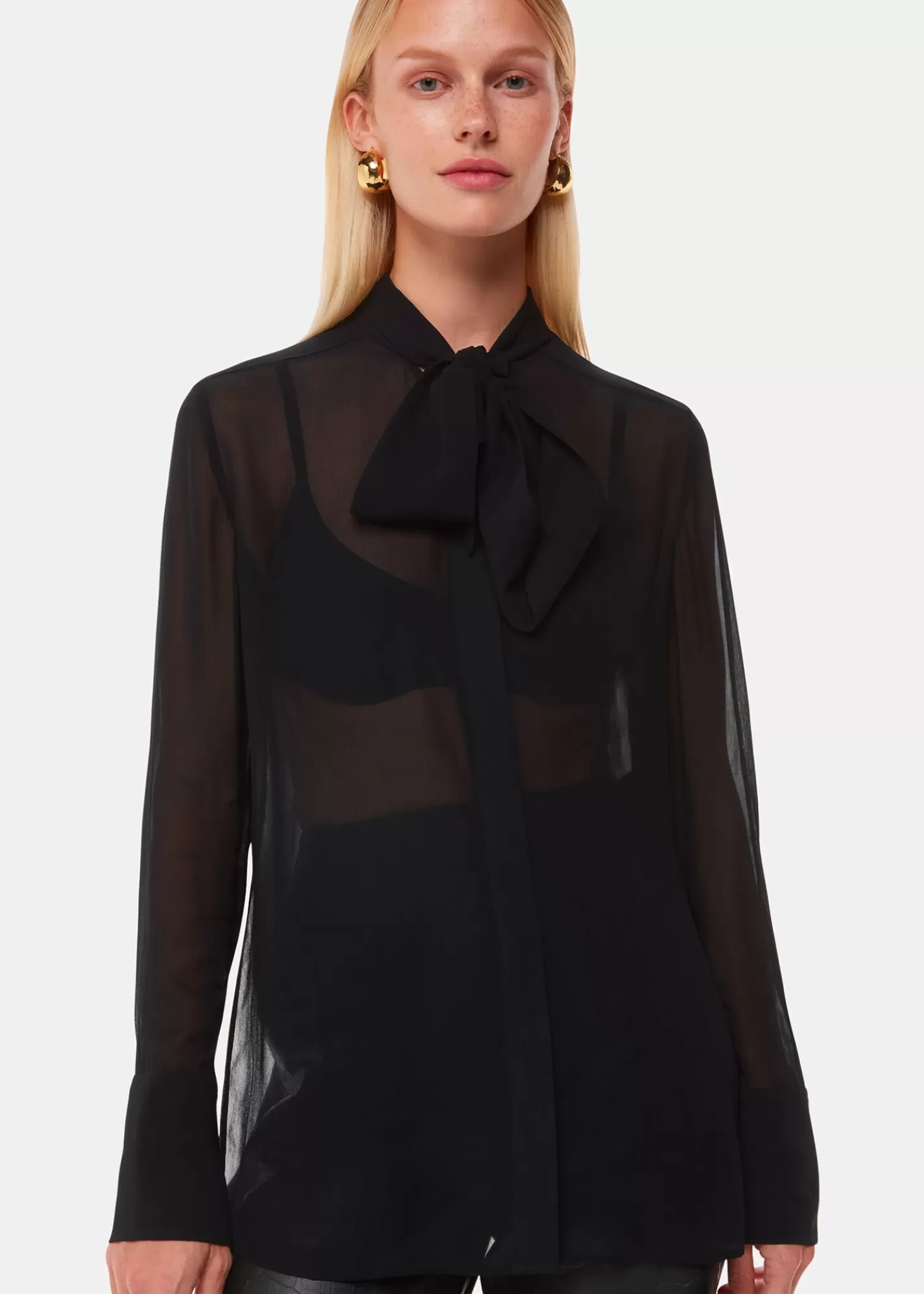 Whistles Shirts & Blouses | Tops*Amy Tie Detail Blouse Black