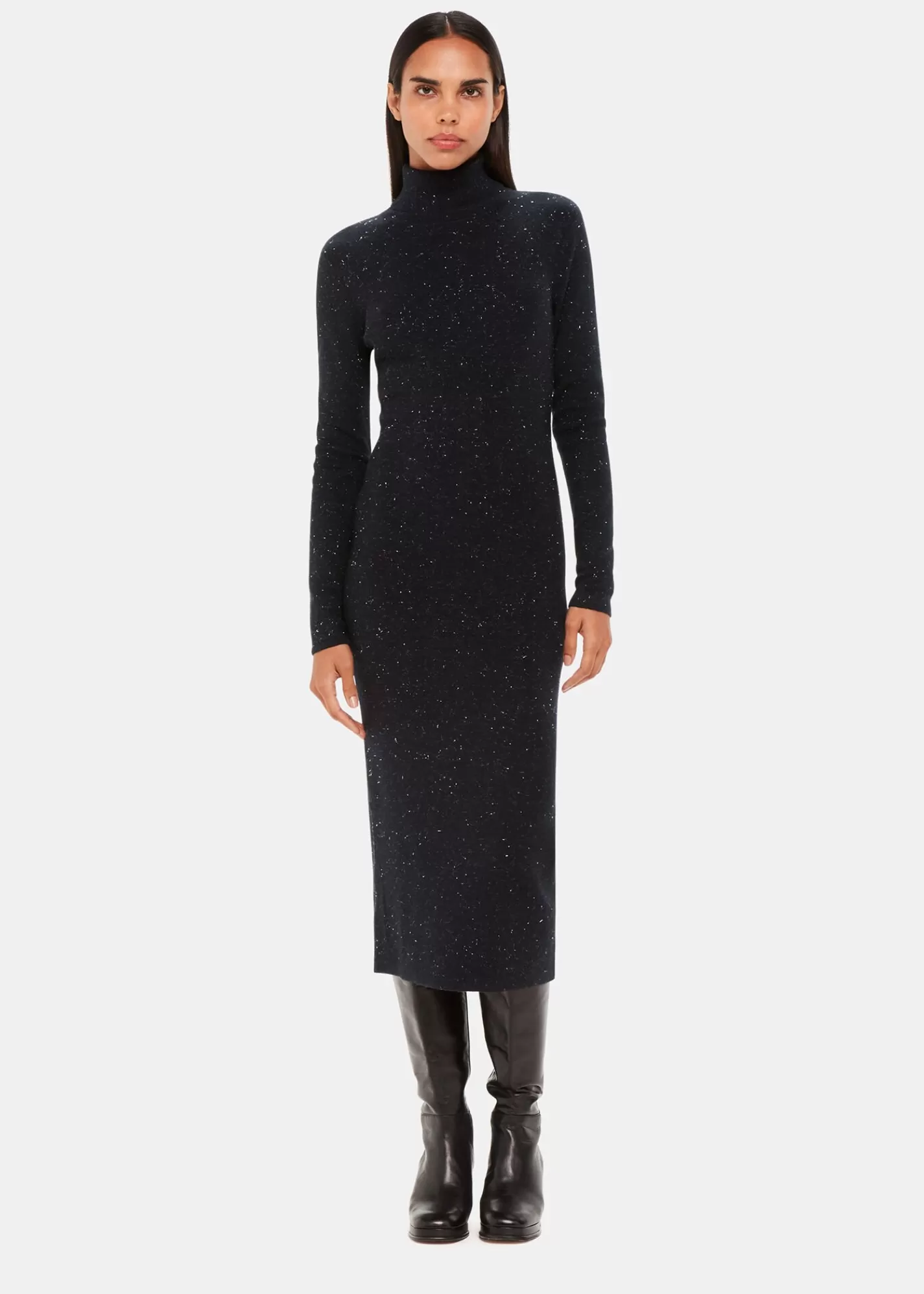 Whistles Dresses*Annie Sparkle Roll Neck Dress Black