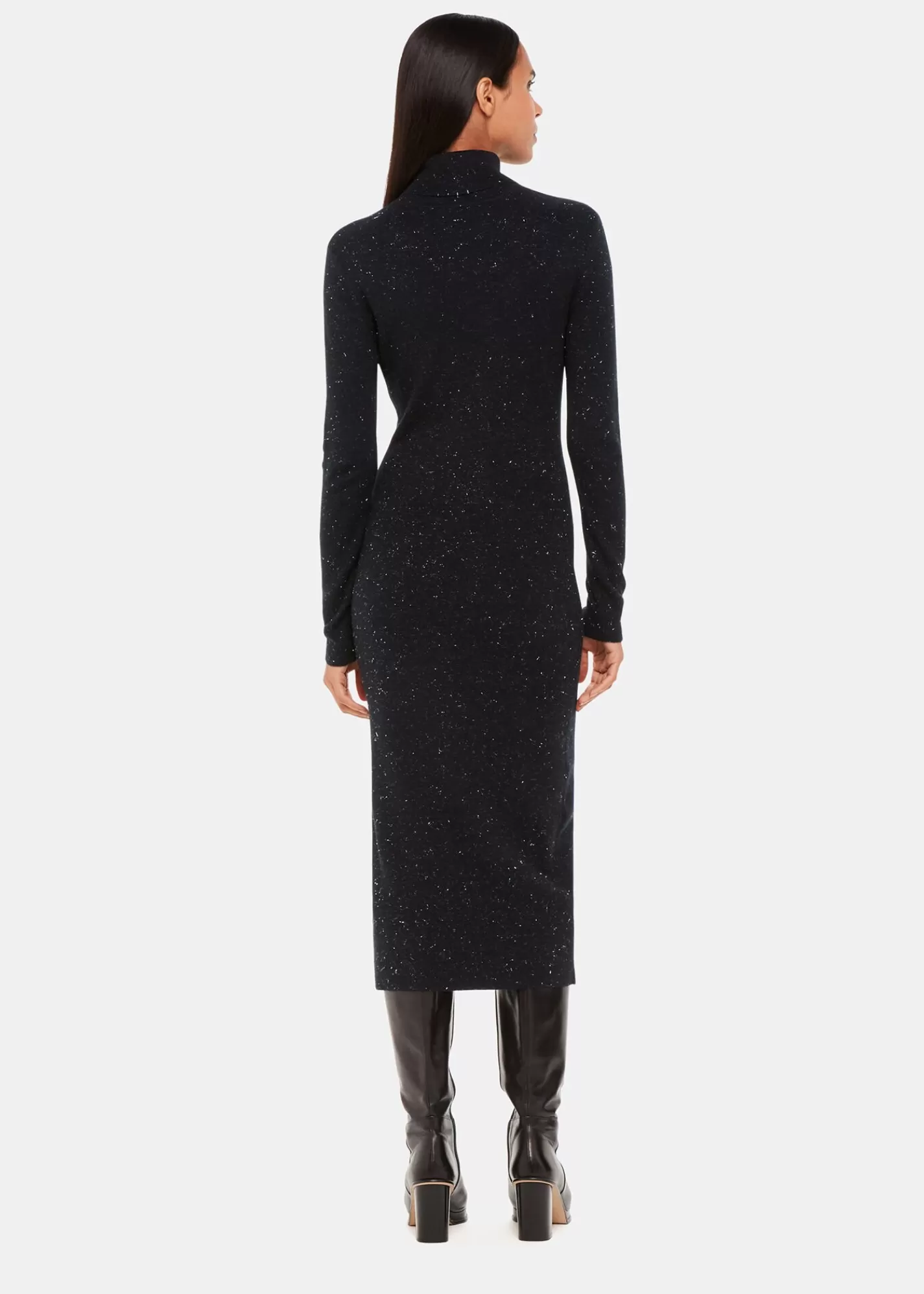 Whistles Dresses*Annie Sparkle Roll Neck Dress Black