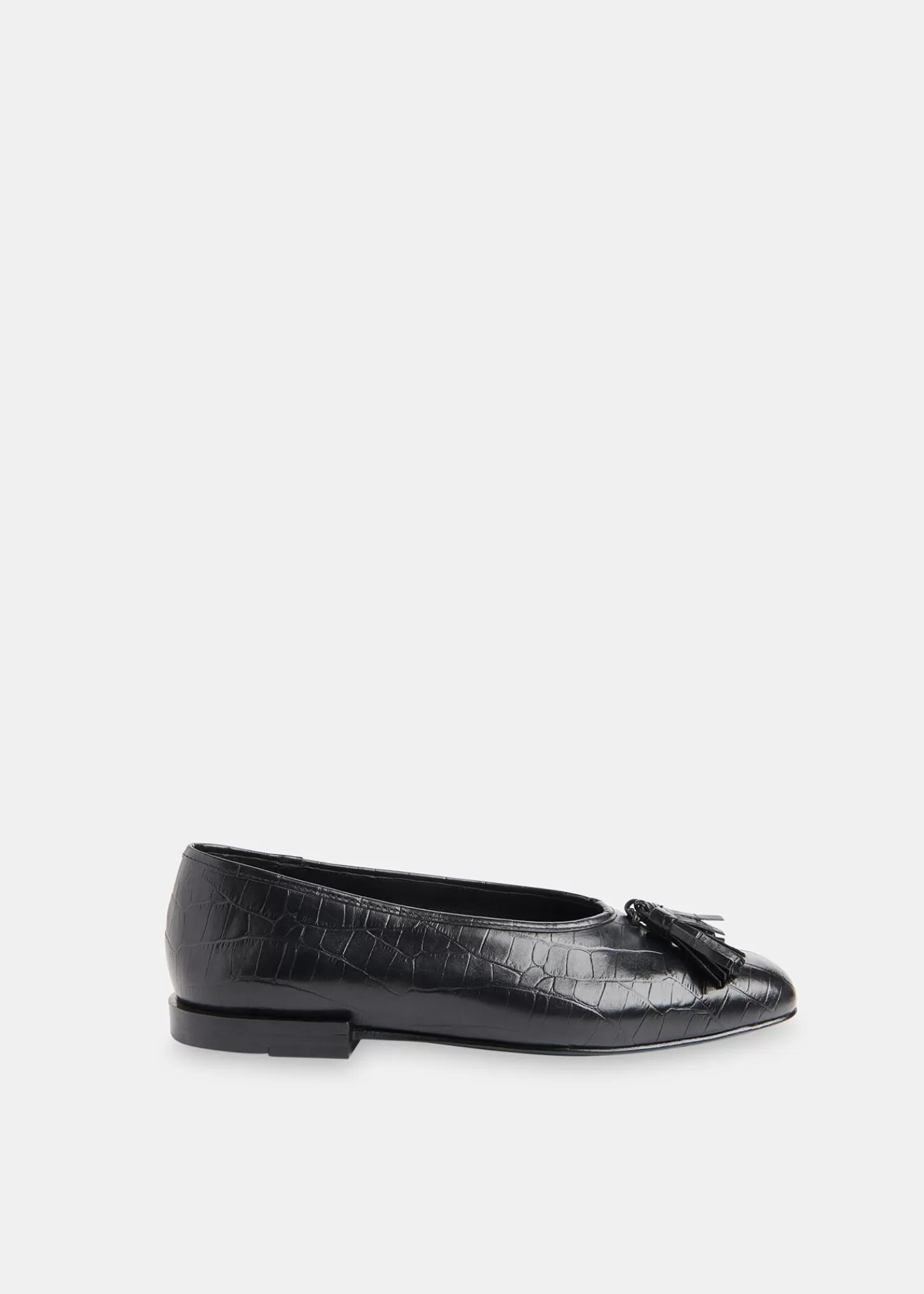 Whistles Flat Shoes | Leather*Cilou Tassel Croc Ballet Pump Black