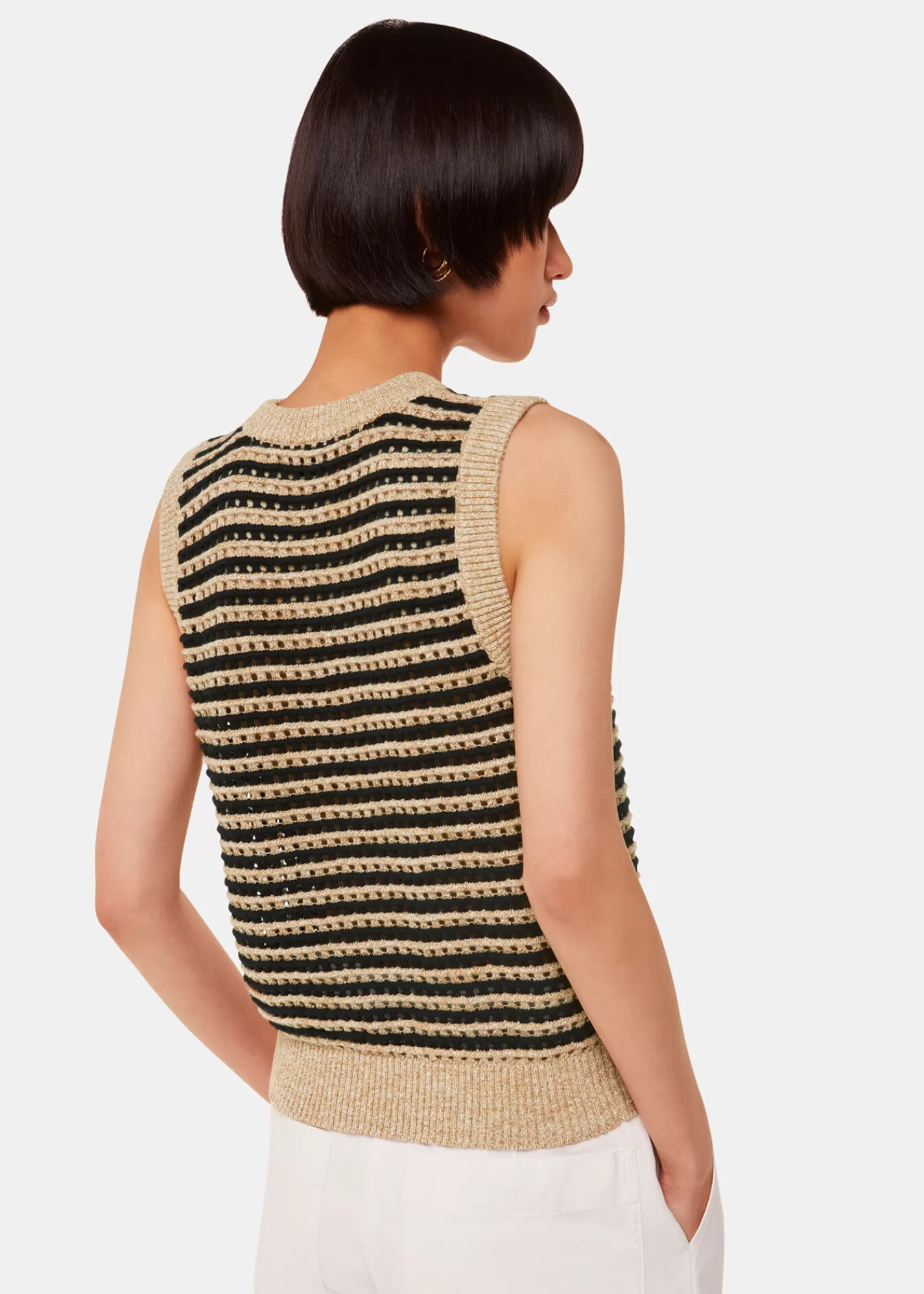 Whistles Tops | Knitwear & Cashmere*Black Crochet Stripe Tank Black/Multi