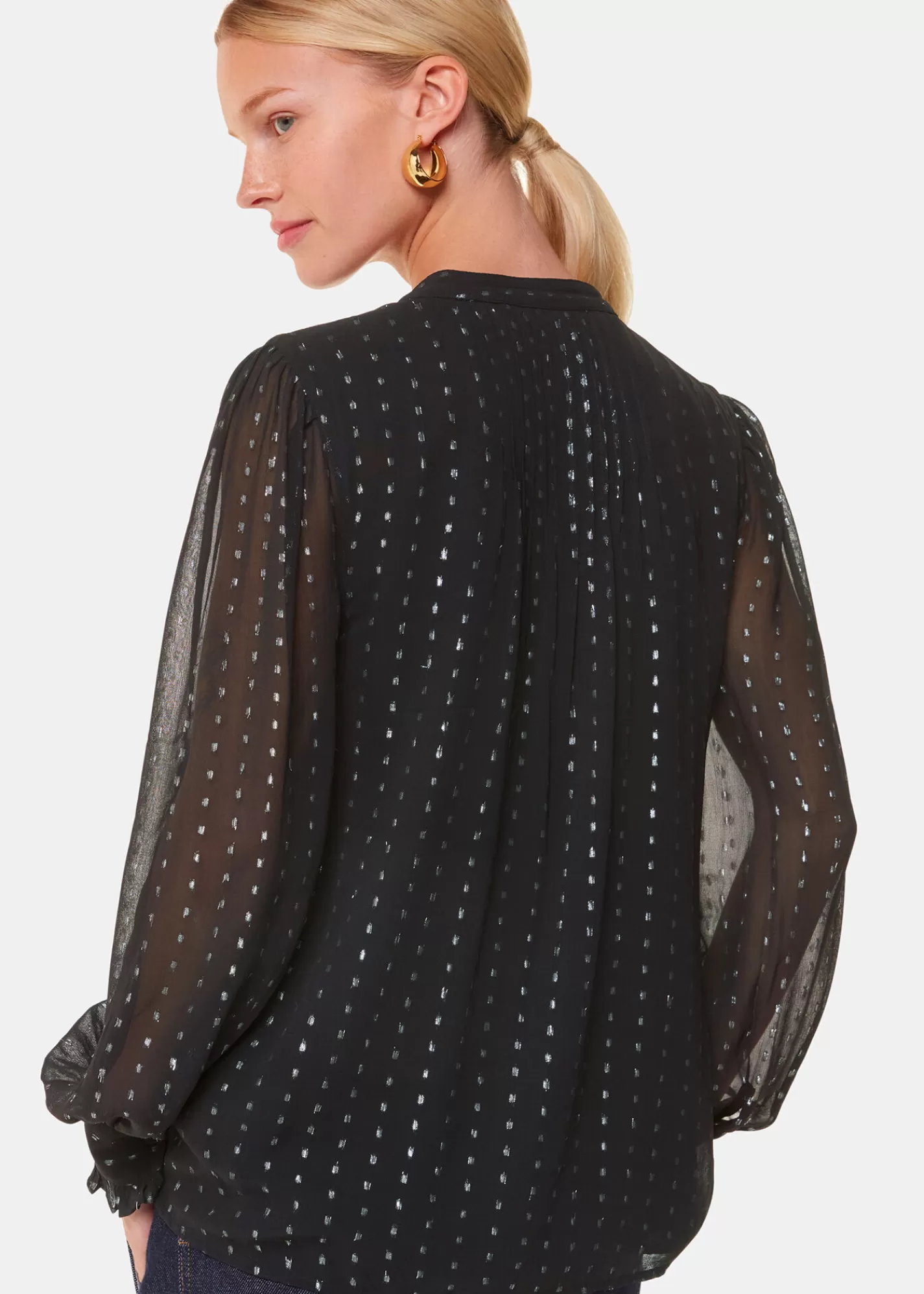 Whistles Shirts & Blouses | Tops*Black Metallic Stripe Shirt Black/Multi