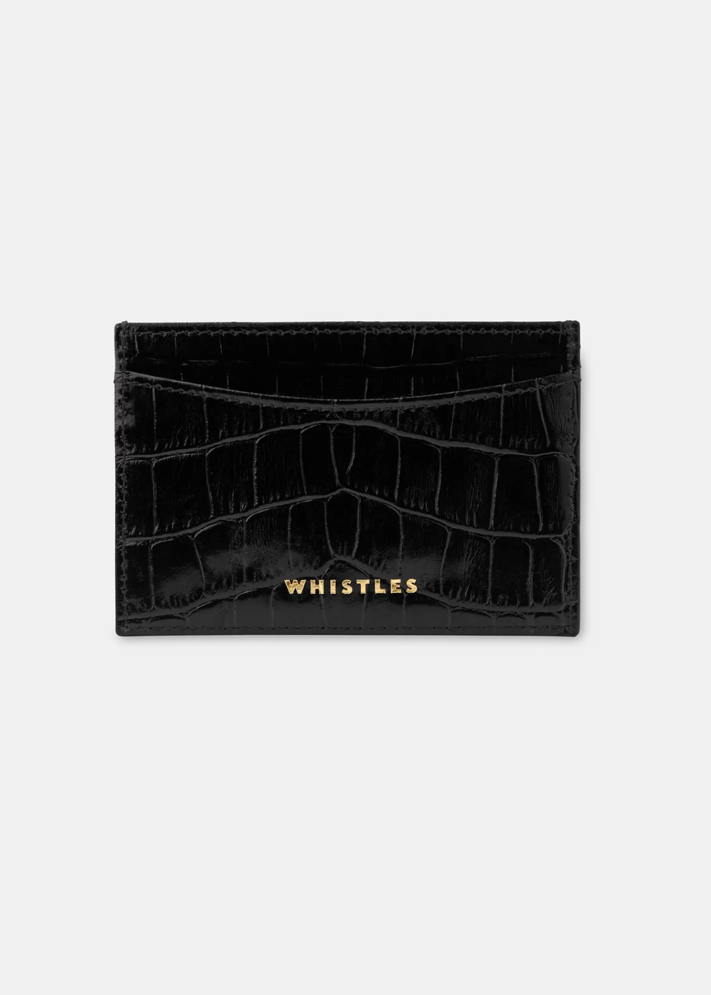 Whistles Wallets & Cardholders*Shiny Croc Card Holder Black