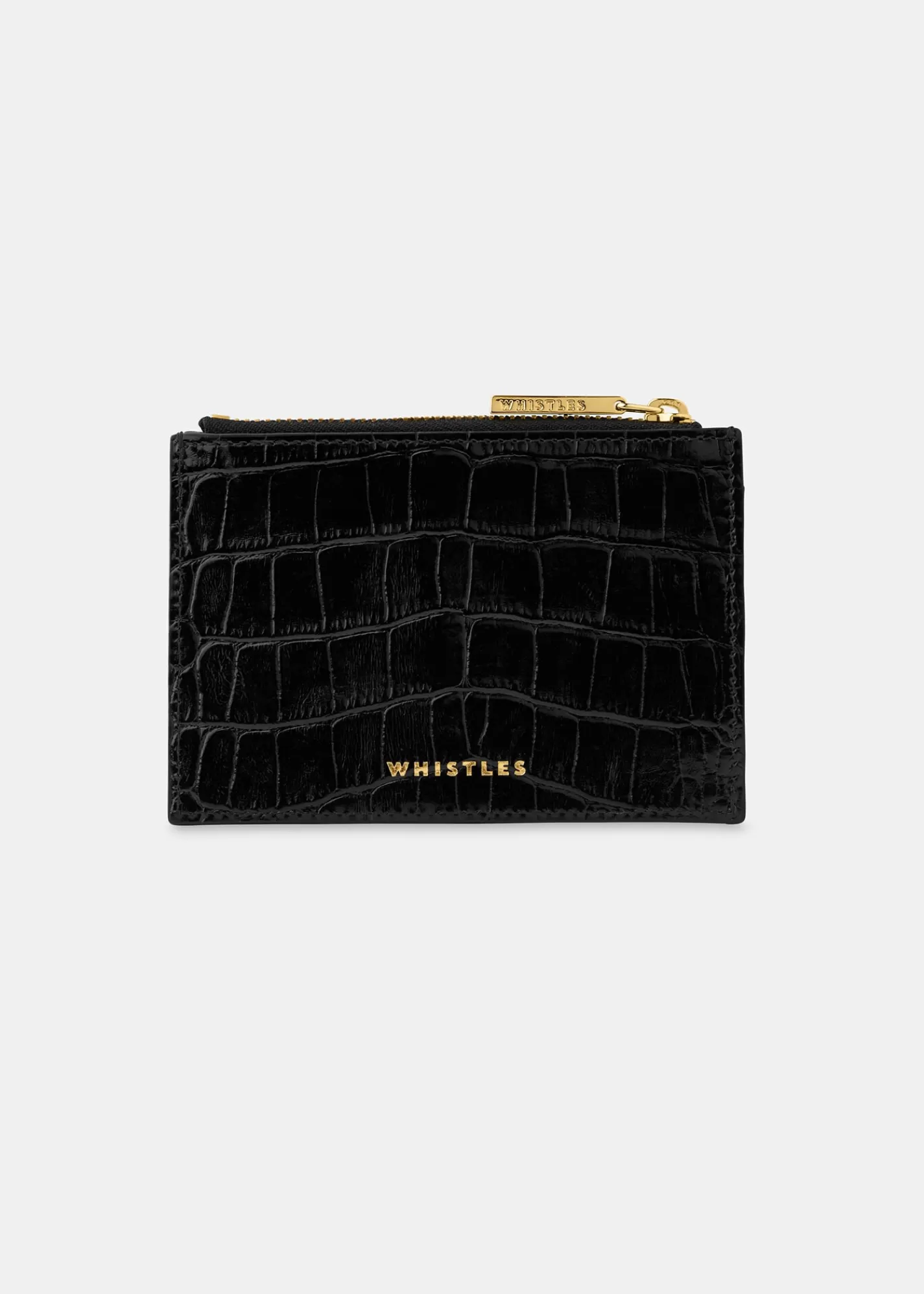 Whistles Wallets & Cardholders*Shiny Croc Coin Purse Black