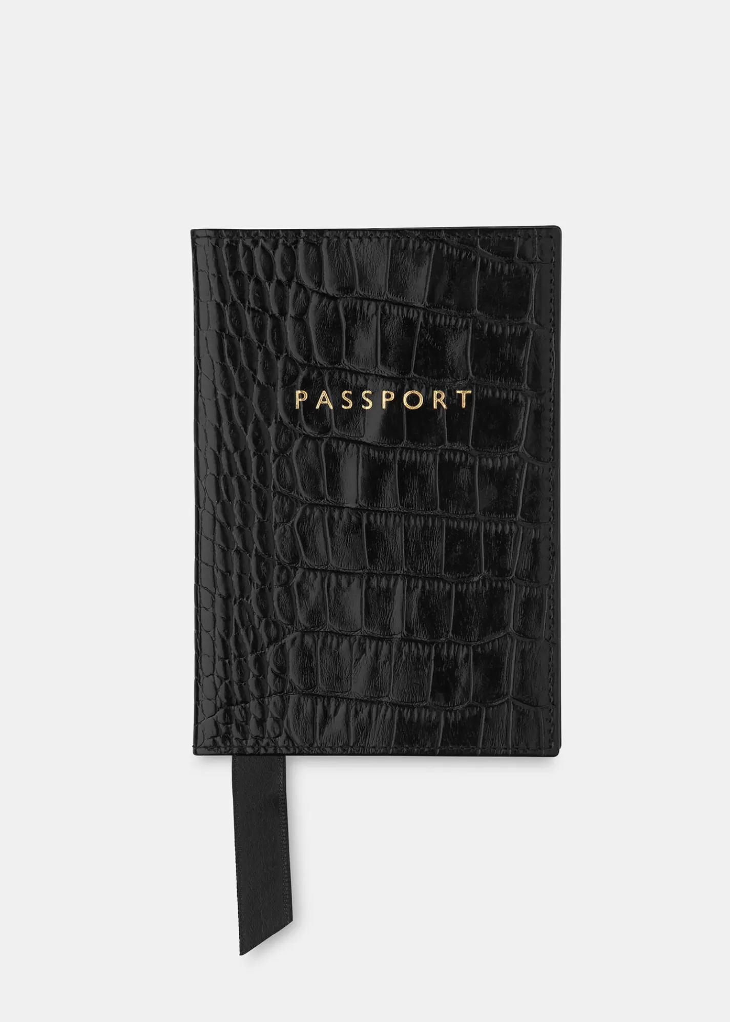 Whistles Wallets & Cardholders*Shiny Croc Passport Holder Black