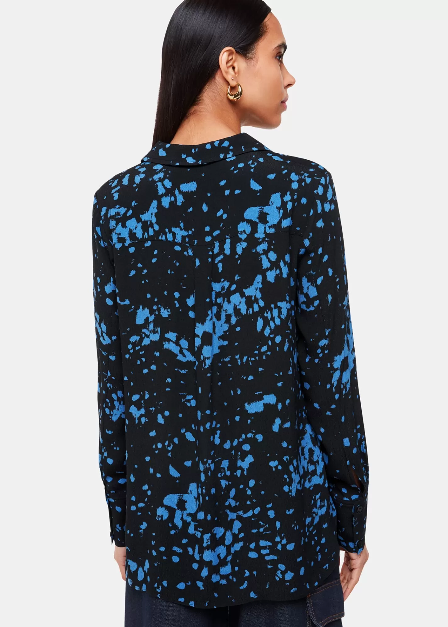 Whistles Shirts & Blouses | Tops*Black Smudged Spot Print Shirt Black/Multi