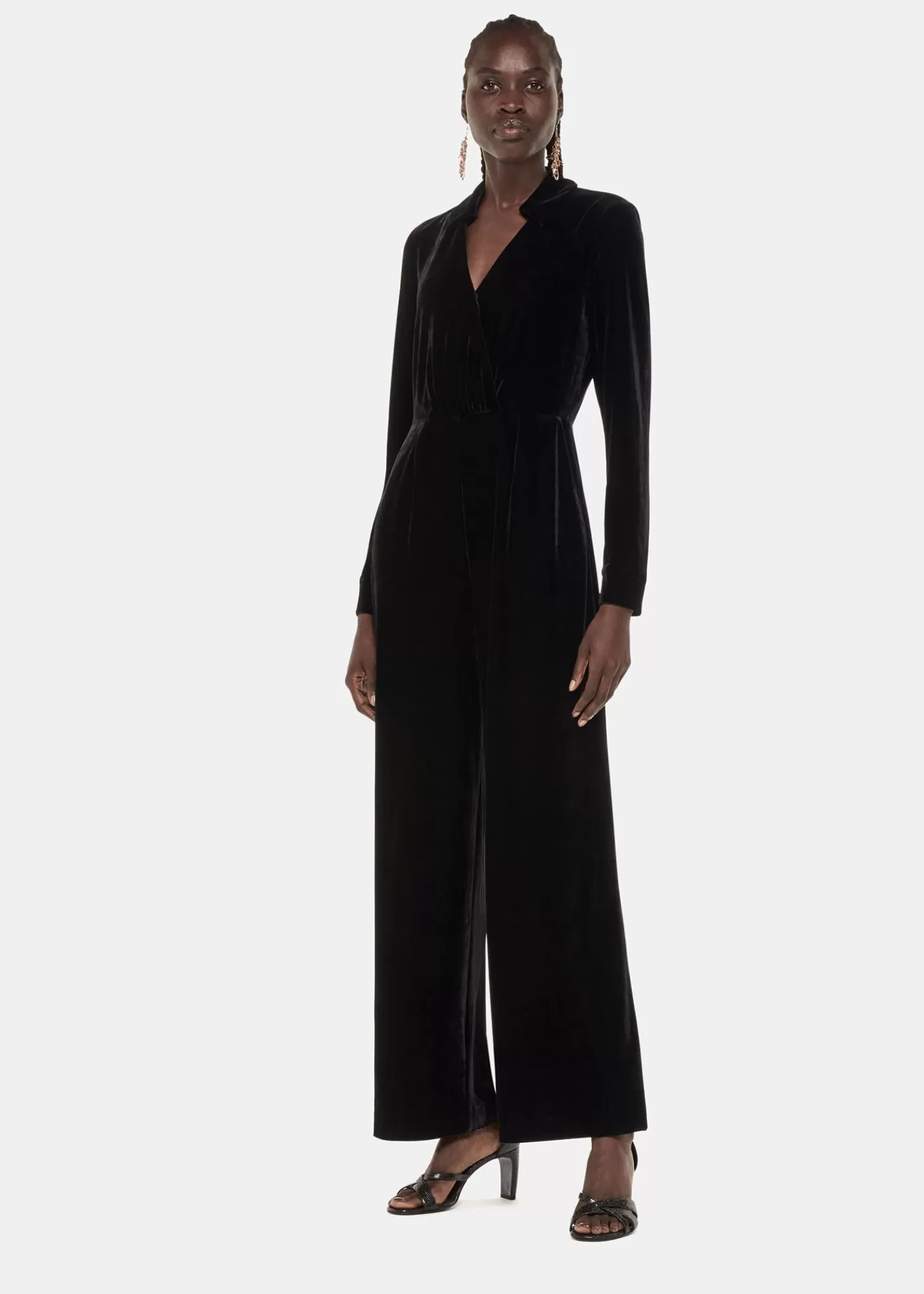 Whistles Jumpsuits*Wrap Velvet Jumpsuit Black