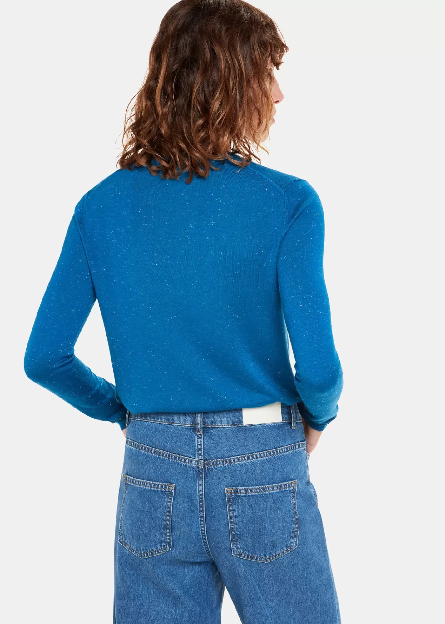 Whistles Knitwear & Cashmere*Annie Sparkle Crew Neck Blue