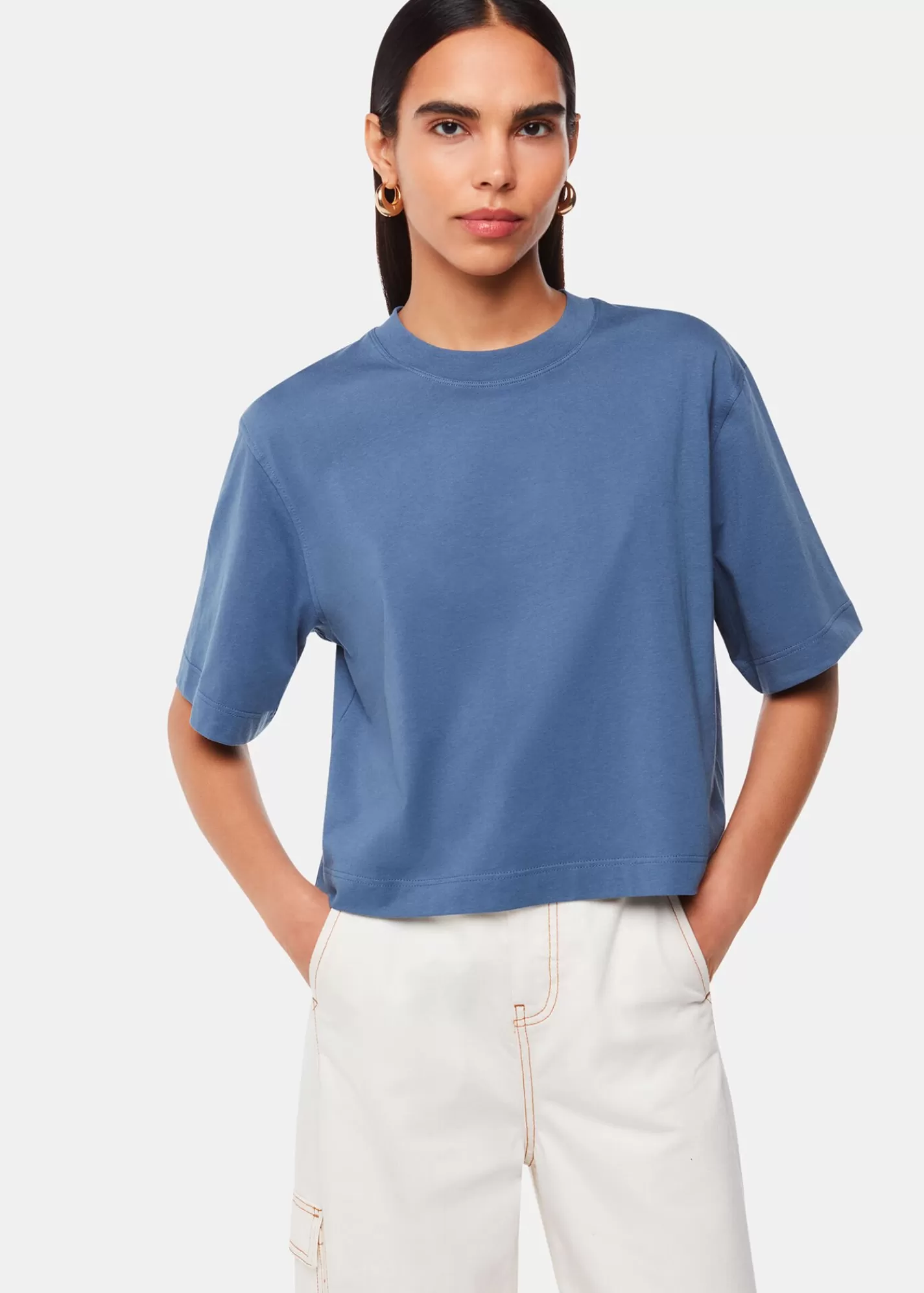 Whistles T-Shirts | Tops*Cropped Relaxed Tee Blue