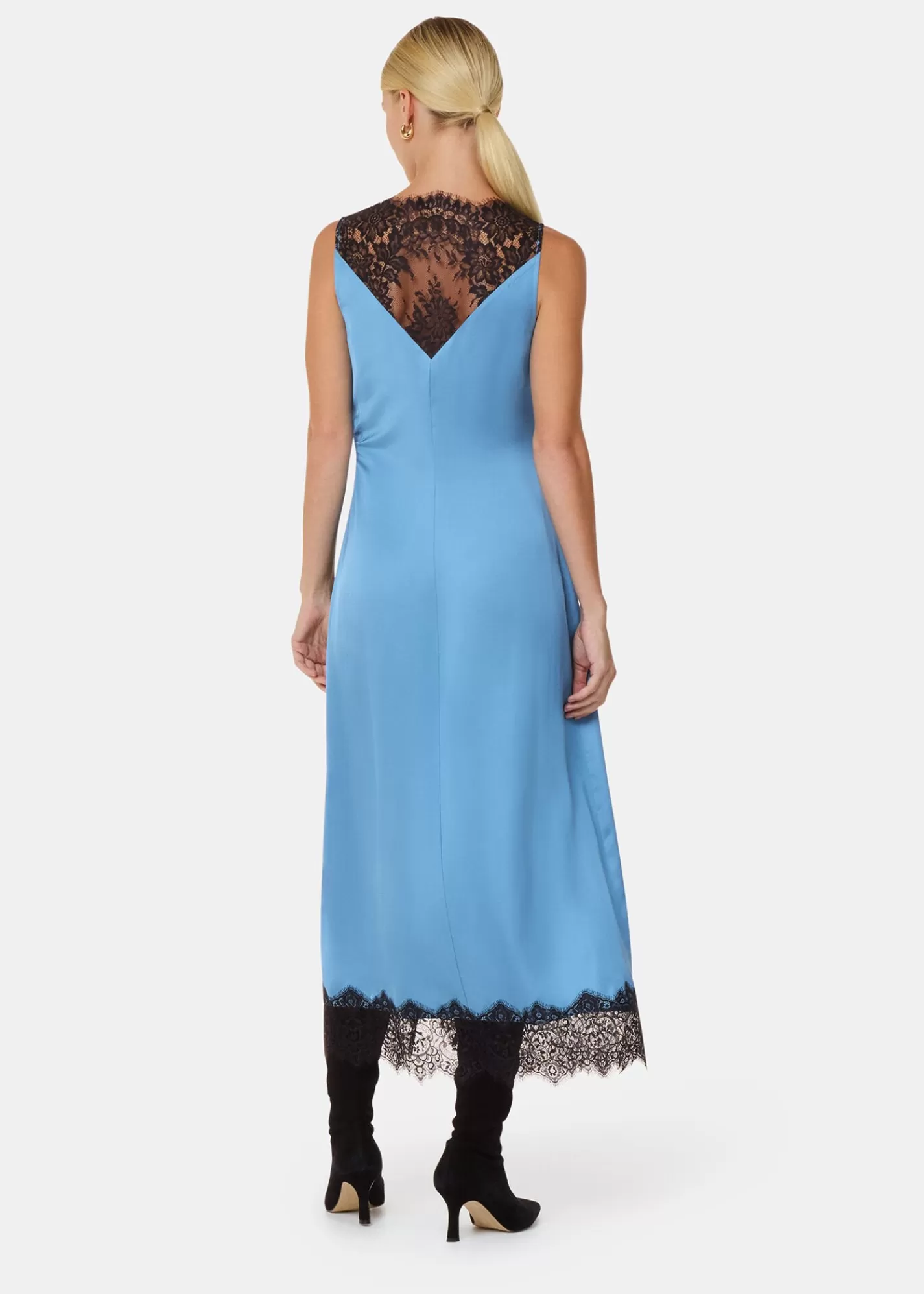 Whistles Dresses*Blue Iris Lace Detail Wrap Dress Blue/Multi