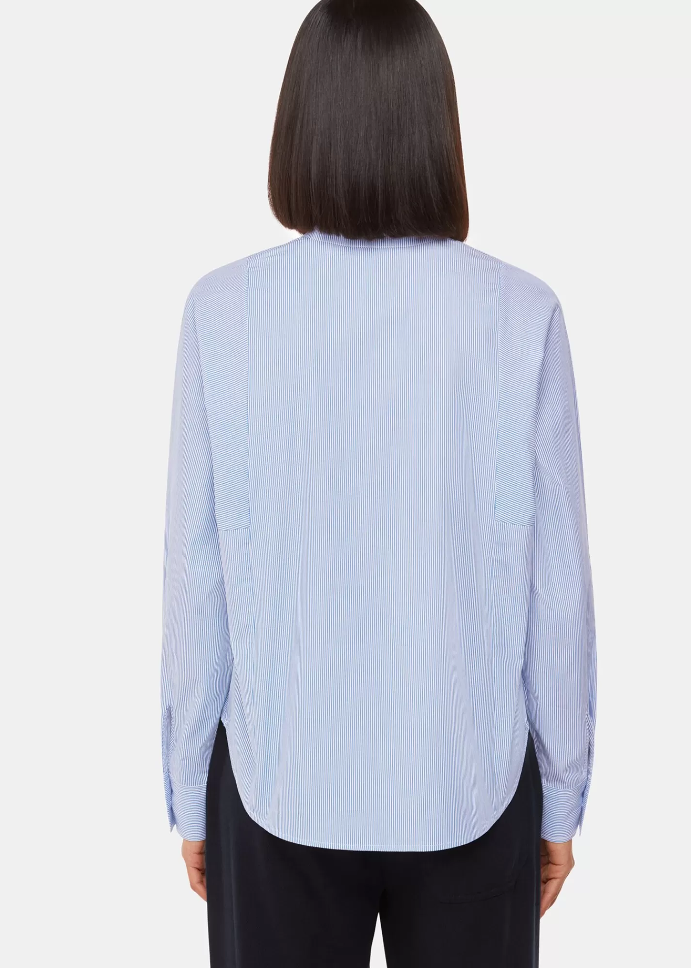 Whistles Shirts & Blouses | Tops*Blue Stripe Grandad Collar Shirt Blue/White