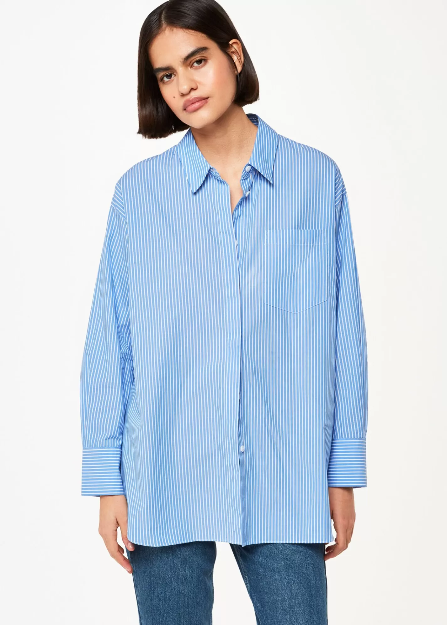 Whistles Shirts & Blouses | Tops*Blue Stripe Oversized Shirt Blue/Multi