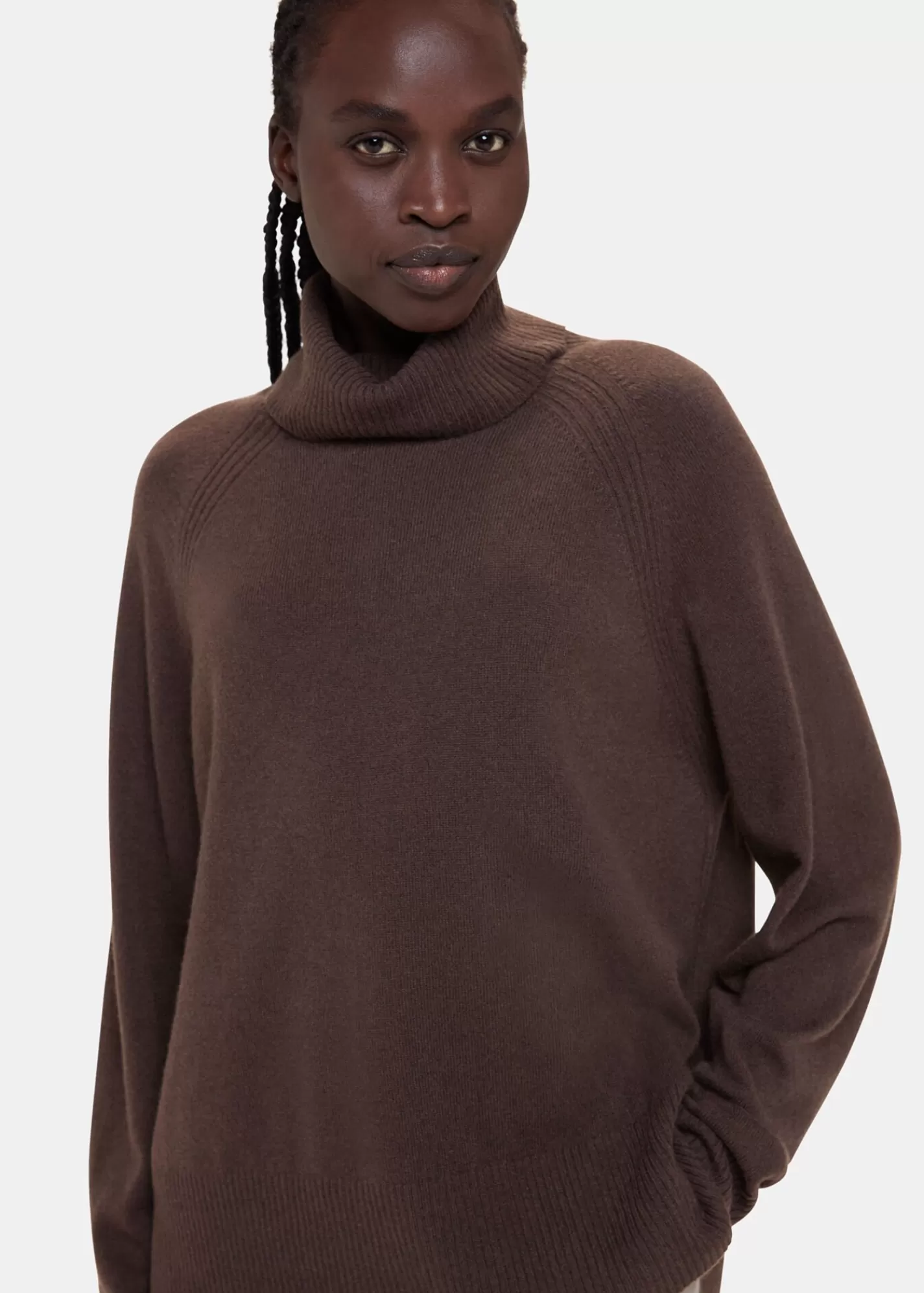 Whistles Knitwear & Cashmere*Cashmere Roll Neck Brown