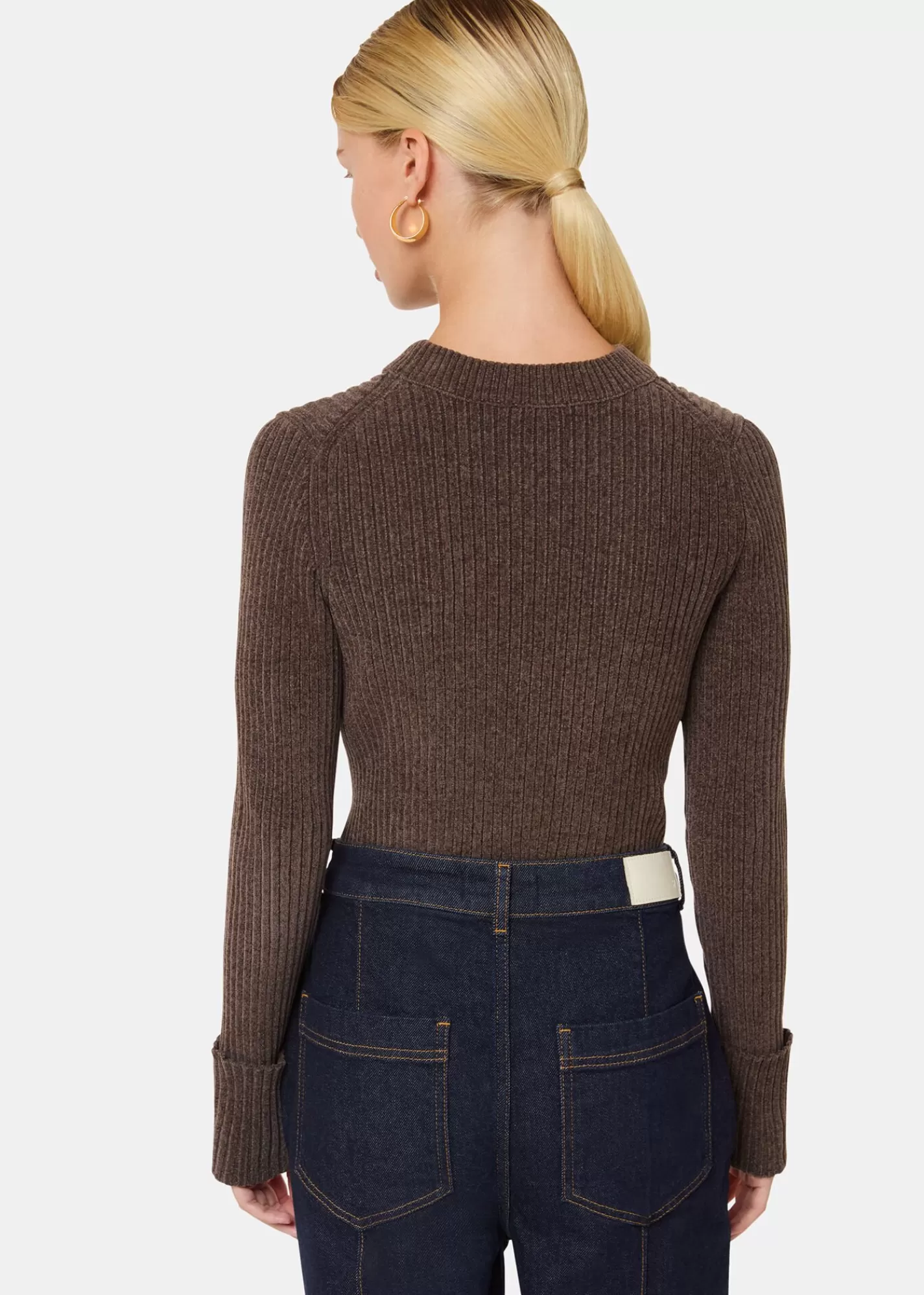 Whistles Knitwear & Cashmere*Chenille Rib Detail Knit Brown