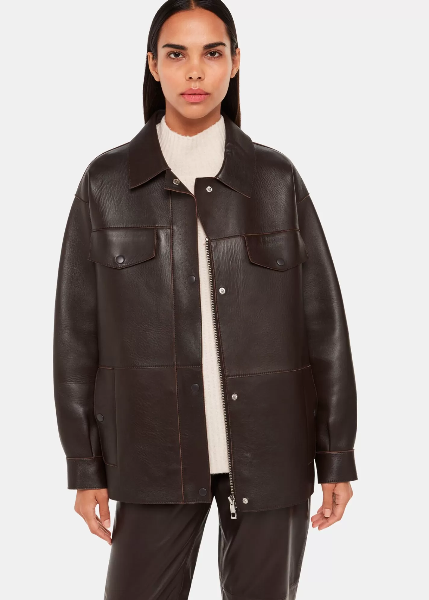 Whistles Leather | Coats & Jackets*Clean Bonded Leather Jacket Brown