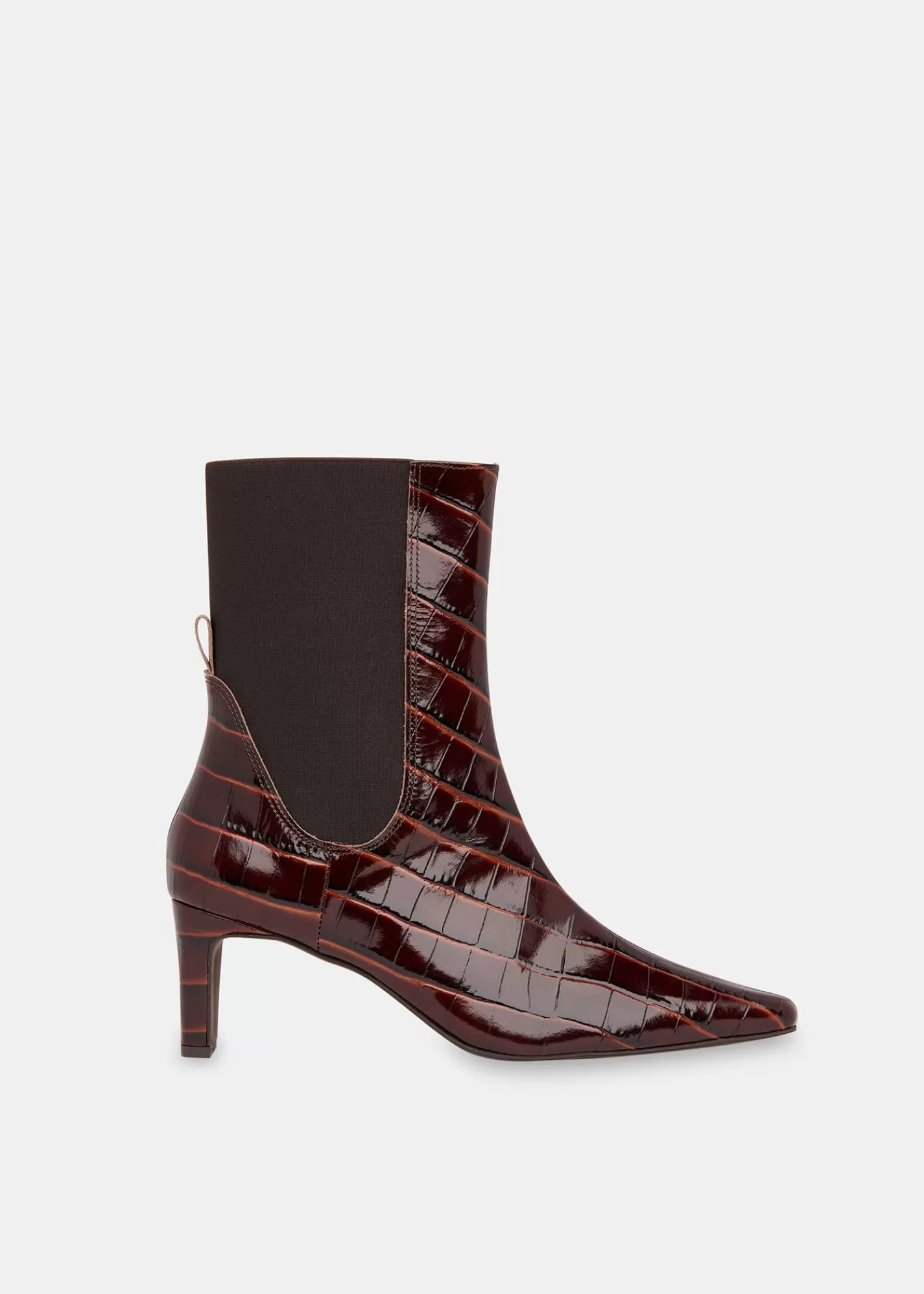 Whistles Boots | Leather*Darla Croc Heeled Boot Brown