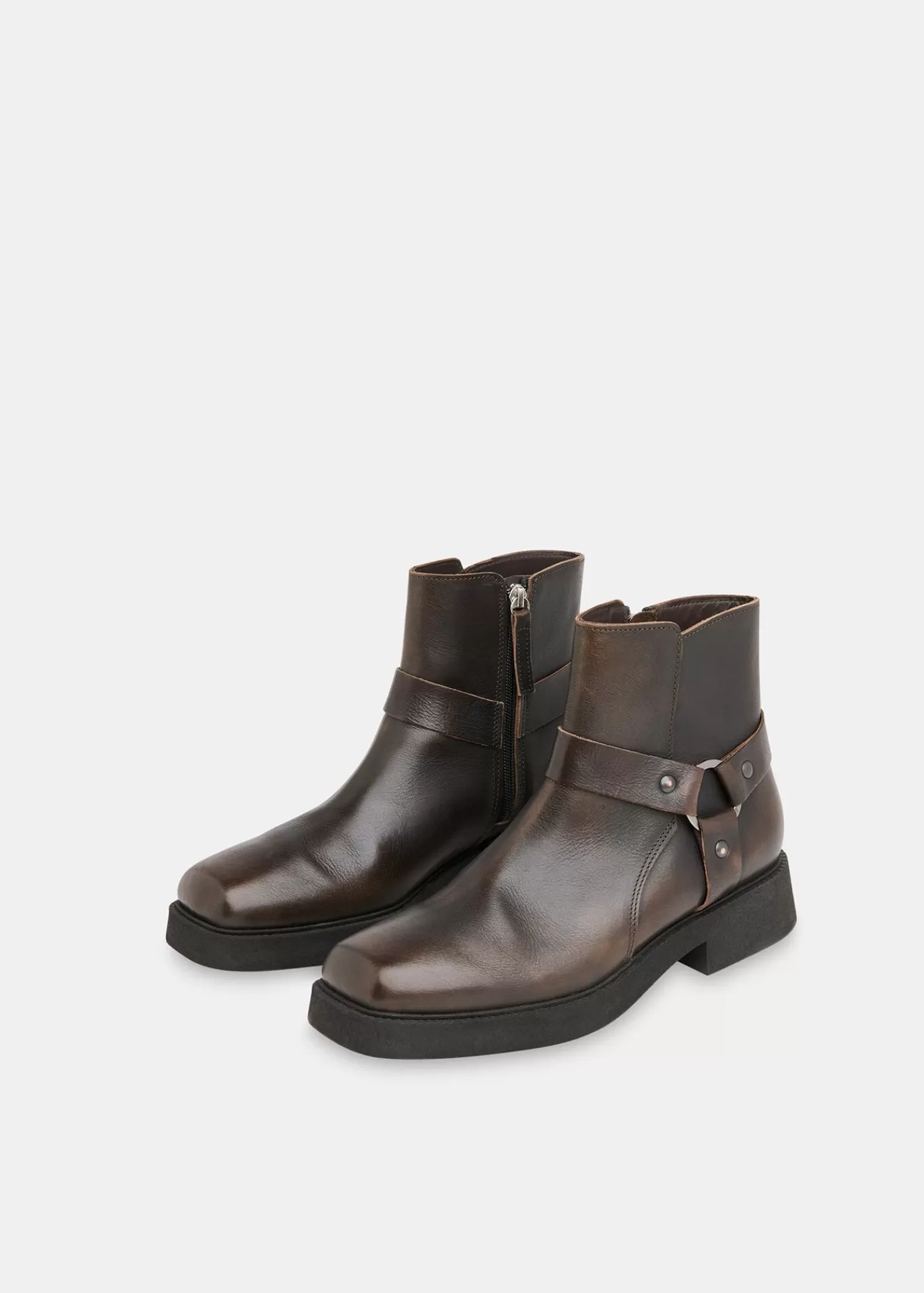 Whistles Boots | Leather*Matteo Burnished Biker Boot Brown