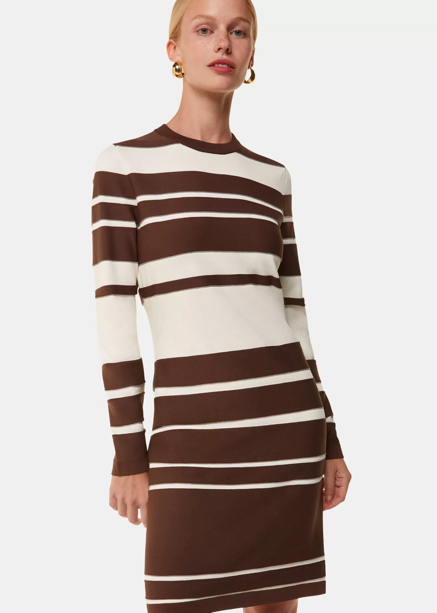 Whistles Dresses*Brown Variegated Stripe Knit Dress Brown/Multi