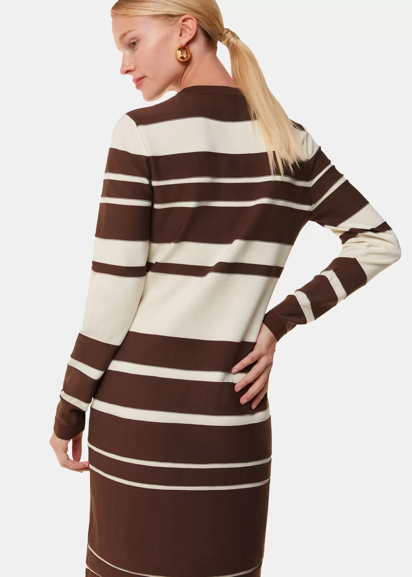 Whistles Dresses*Brown Variegated Stripe Knit Dress Brown/Multi