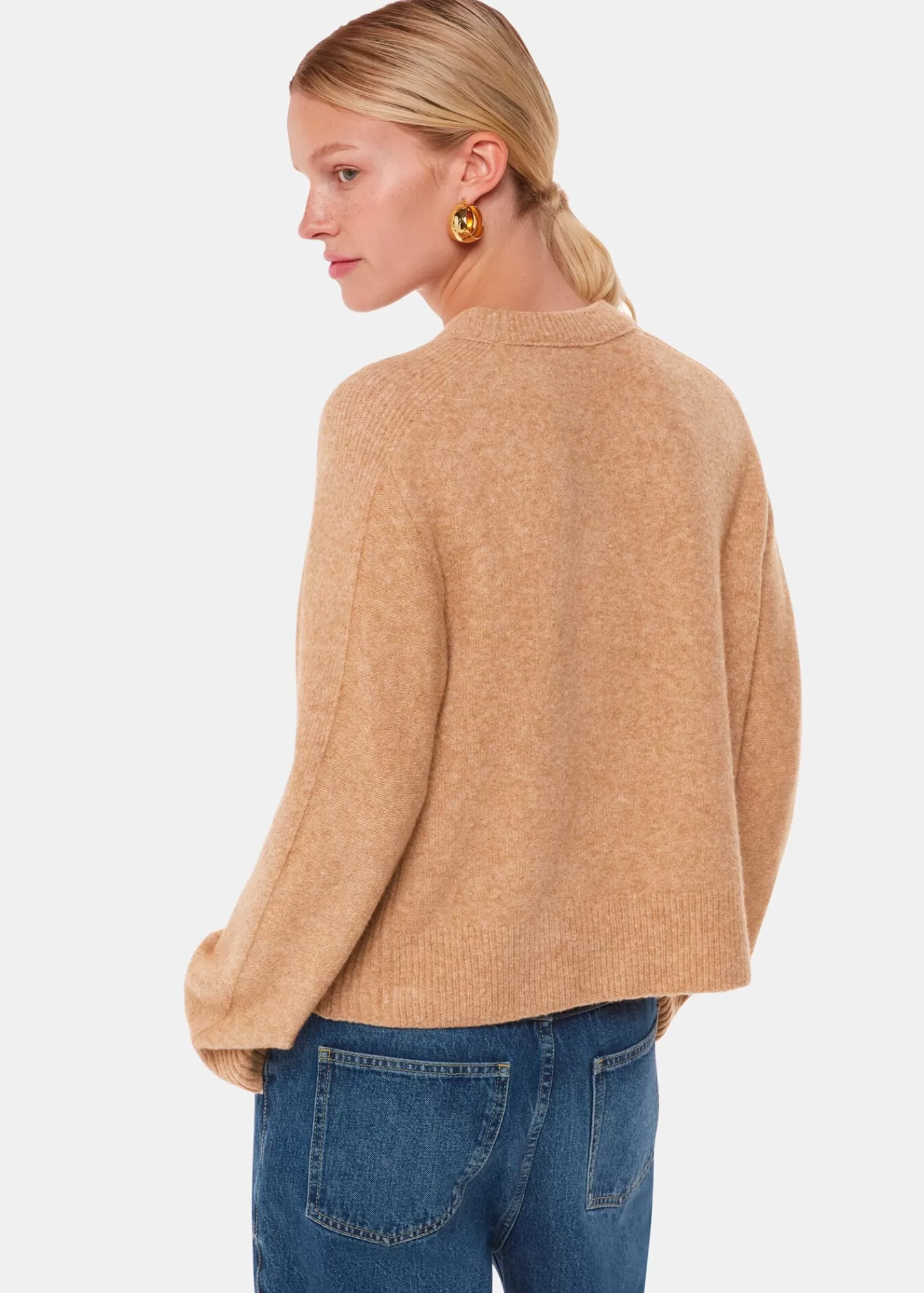 Whistles Knitwear & Cashmere*Alana Wool Mix Crew Neck Camel