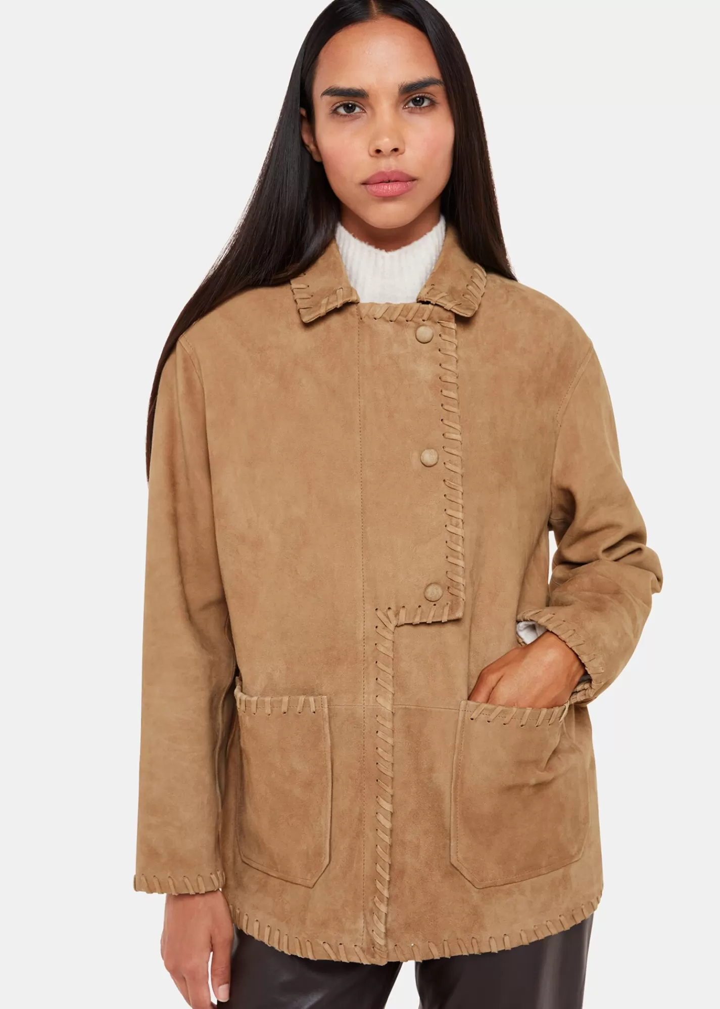 Whistles Coats & Jackets*Bohdi Western Suede Biker Camel