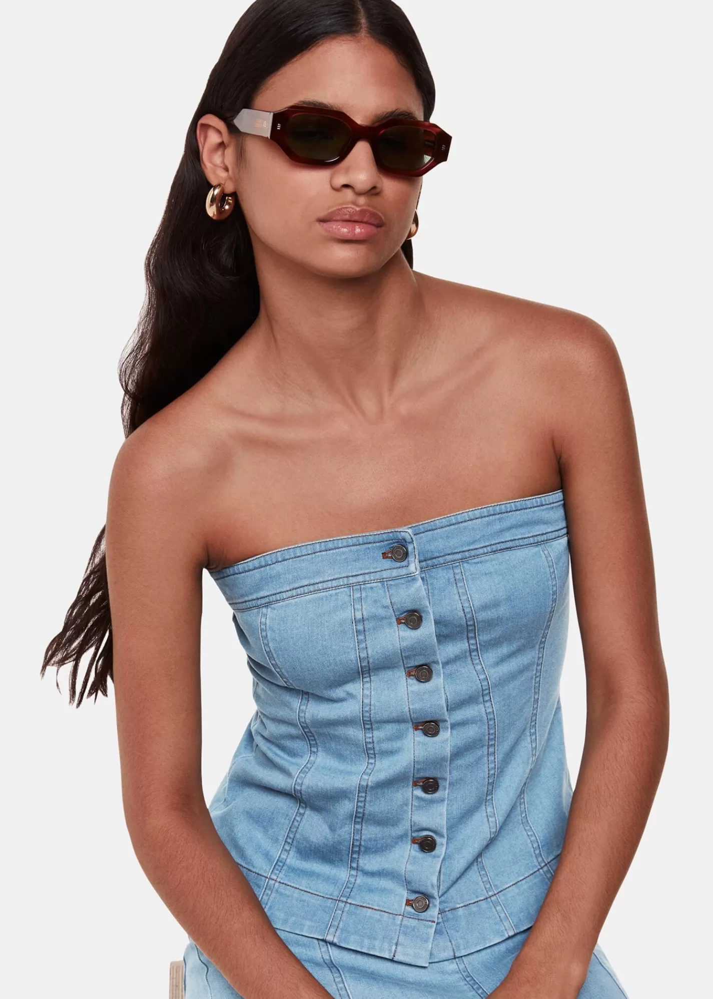 Whistles Tops*Corset Top Denim