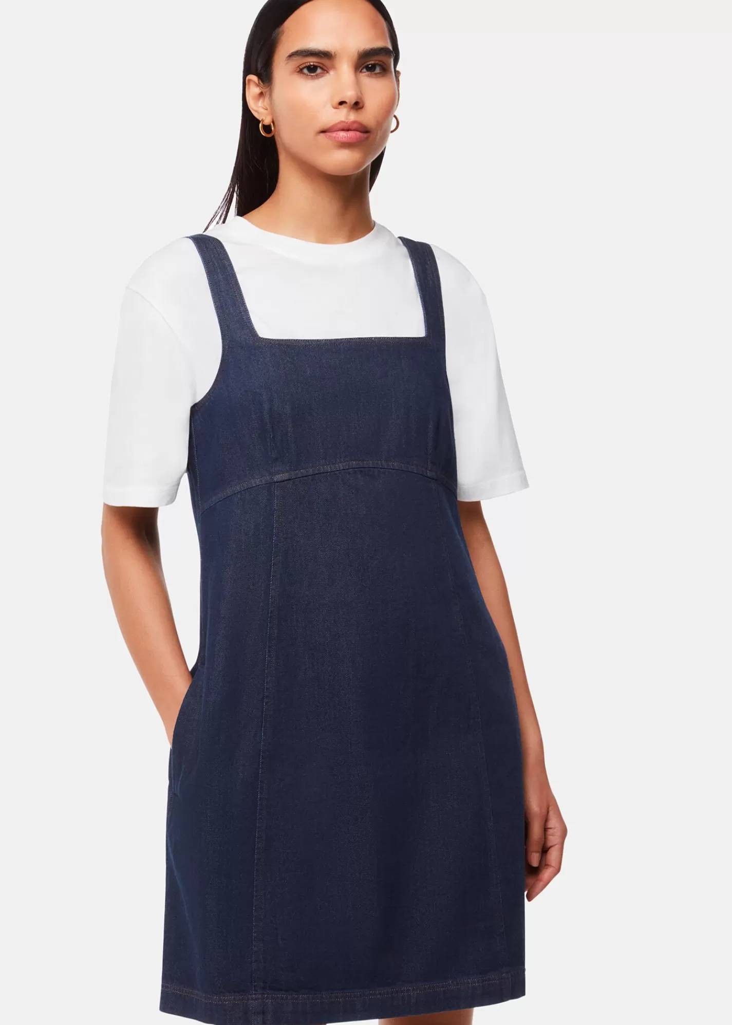 Whistles Dresses*Pinafore Dress Denim