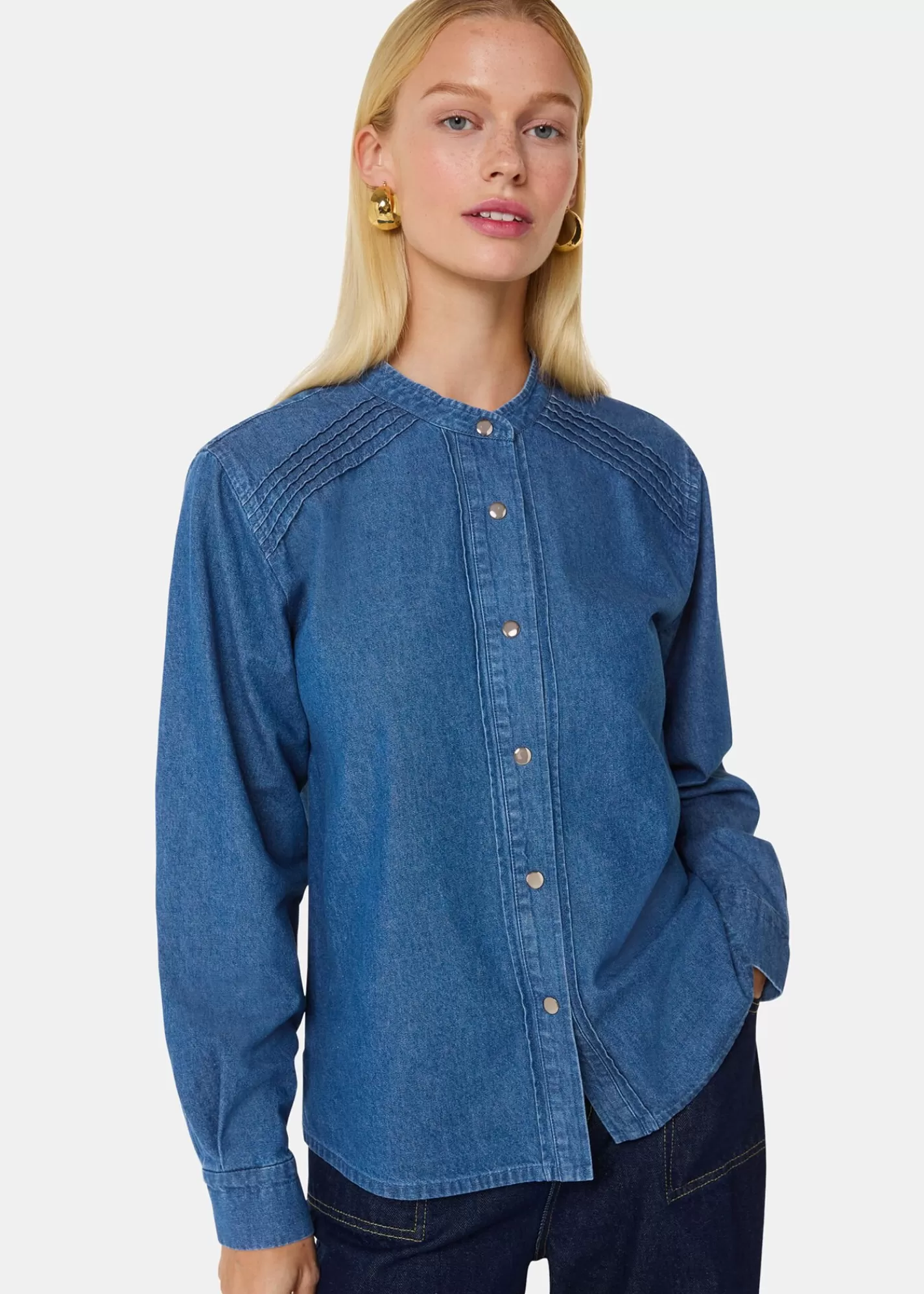 Whistles Shirts & Blouses | Tops*Pintuck Detail Shirt Denim