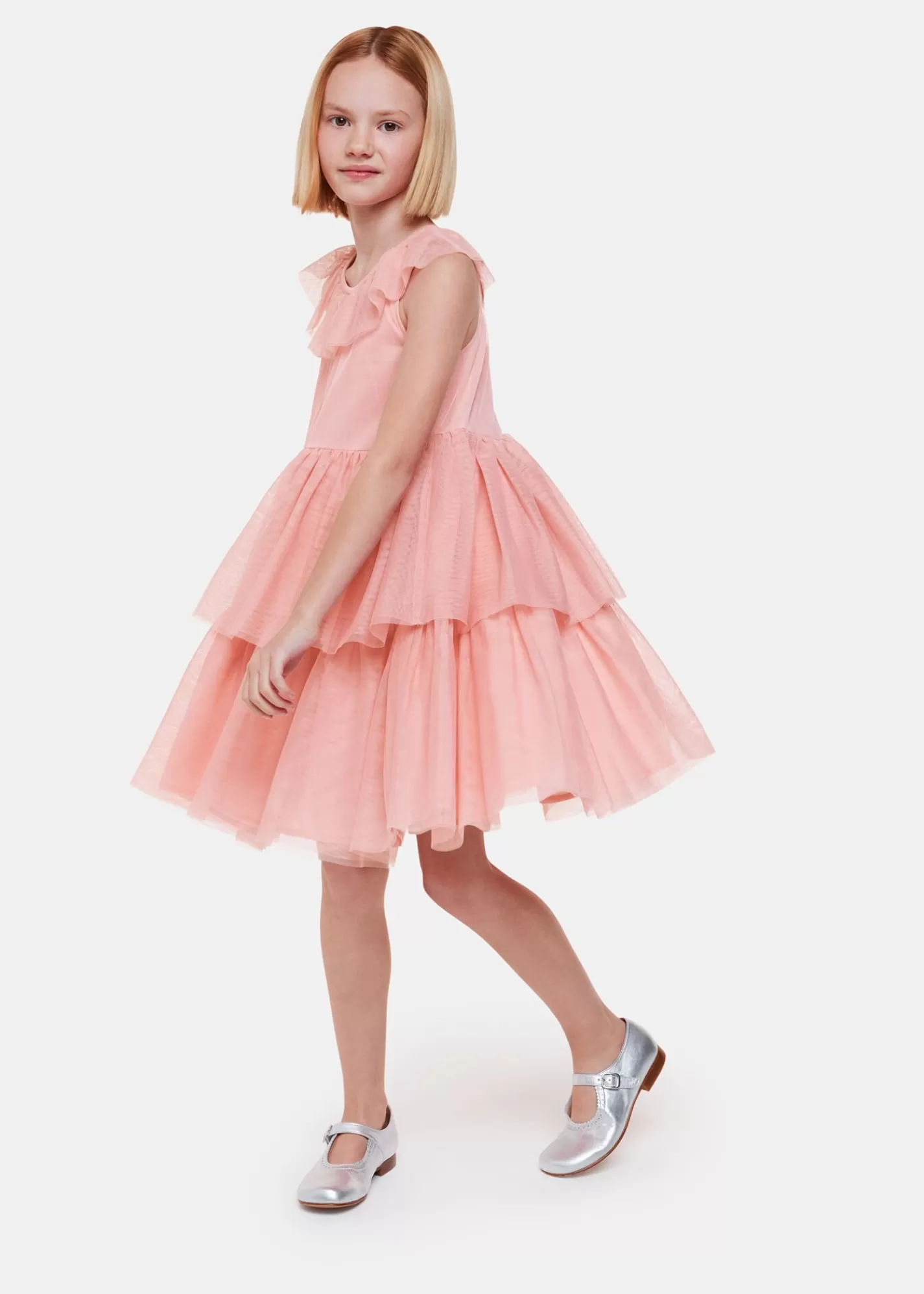 Whistles Dresses & Jumpsuits*Dusty Pink Tilda Tulle Frill Sleeve Dress DustyPink