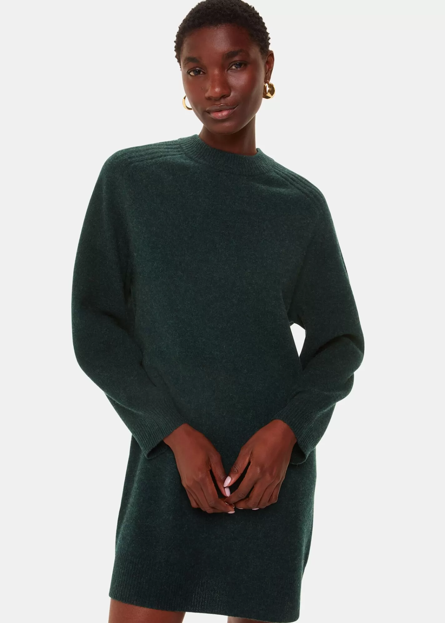 Whistles Dresses*Forest Green Ava Round Neck Knitted Dress ForestGreen