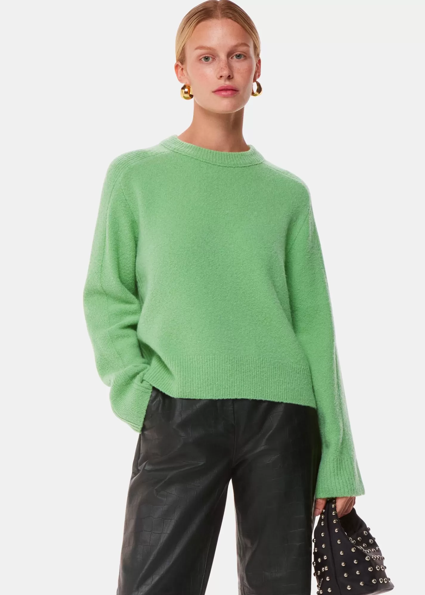 Whistles Knitwear & Cashmere*Alana Wool Mix Crew Neck Green