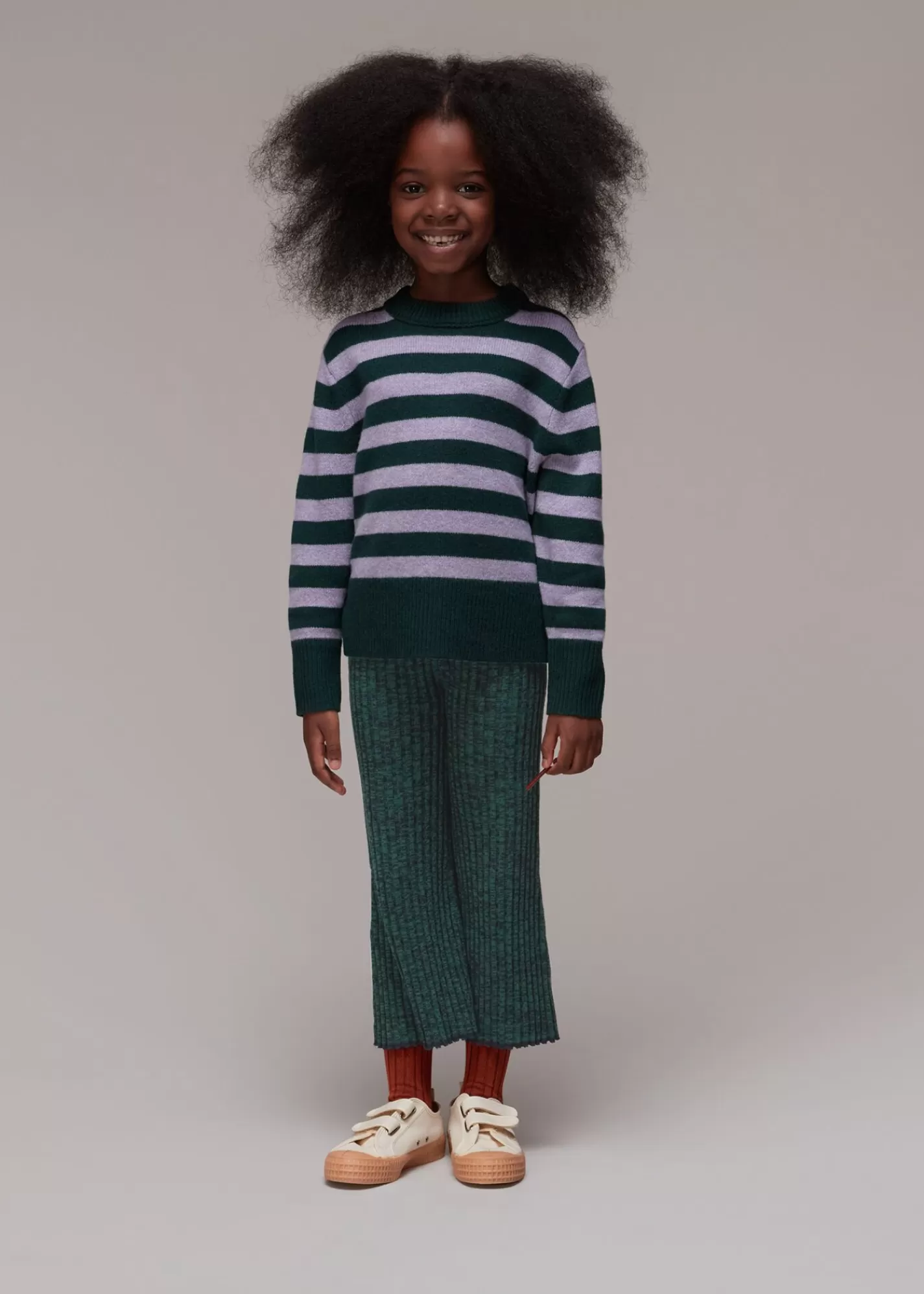 Whistles Bottoms*Green Rib Knit Marl Flare Green/Multi