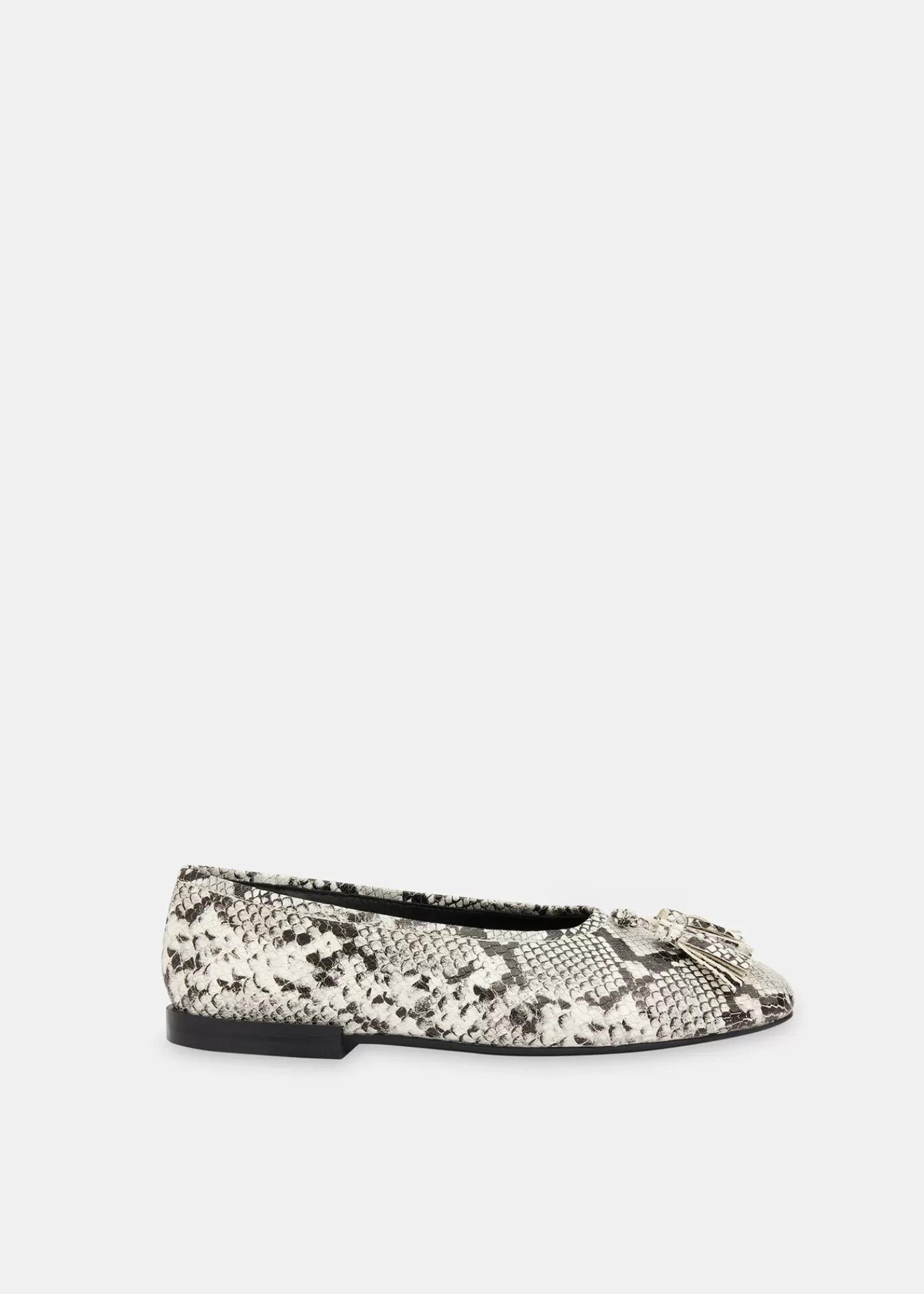 Whistles Flat Shoes | Leather*Cilou Tassel Snake Ballet Pump Grey