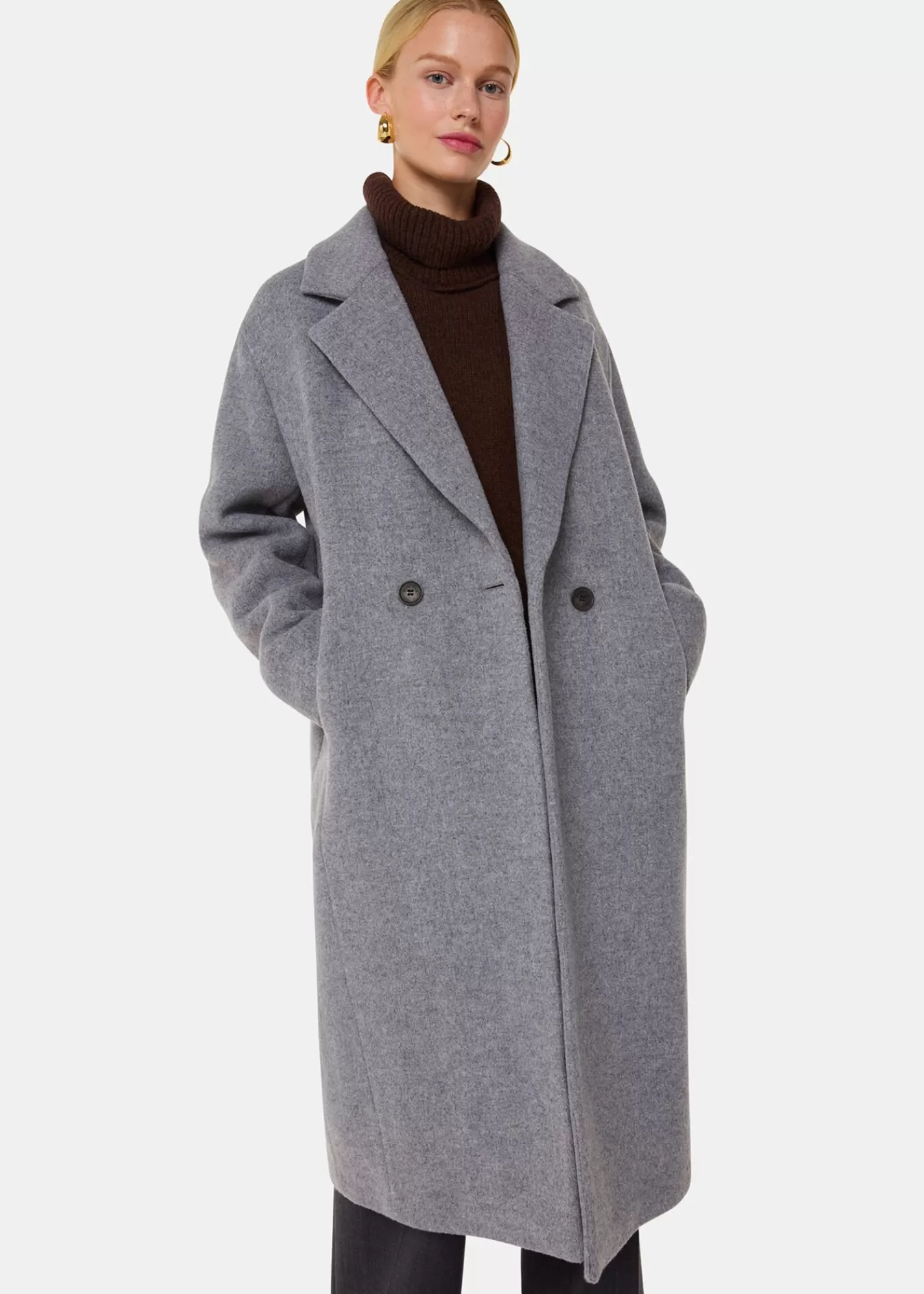 Whistles Coats & Jackets*Eliza Double Breasted Coat Grey