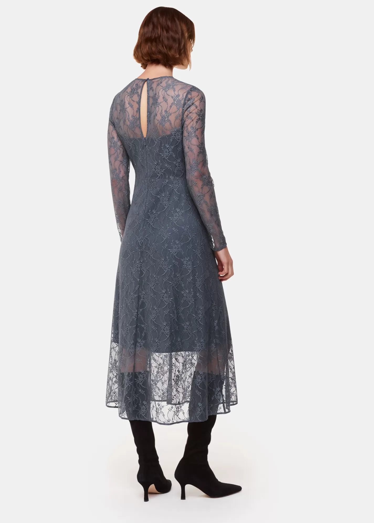 Whistles Dresses*Fay Lace Long Sleeve Dress Grey