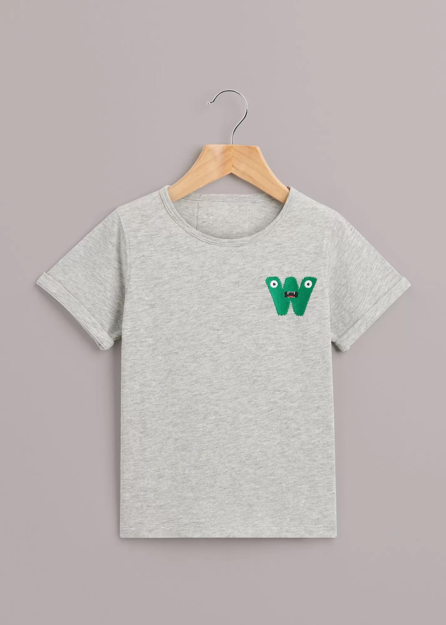 Whistles T-Shirts*Grey Marl Monster Embroidered T Shirt GreyMarl