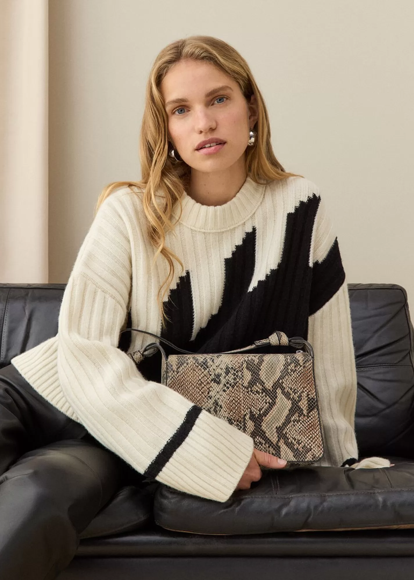 Whistles Knitwear & Cashmere*Ivory Graphic Intarsia Wool Knit Ivory/Multi