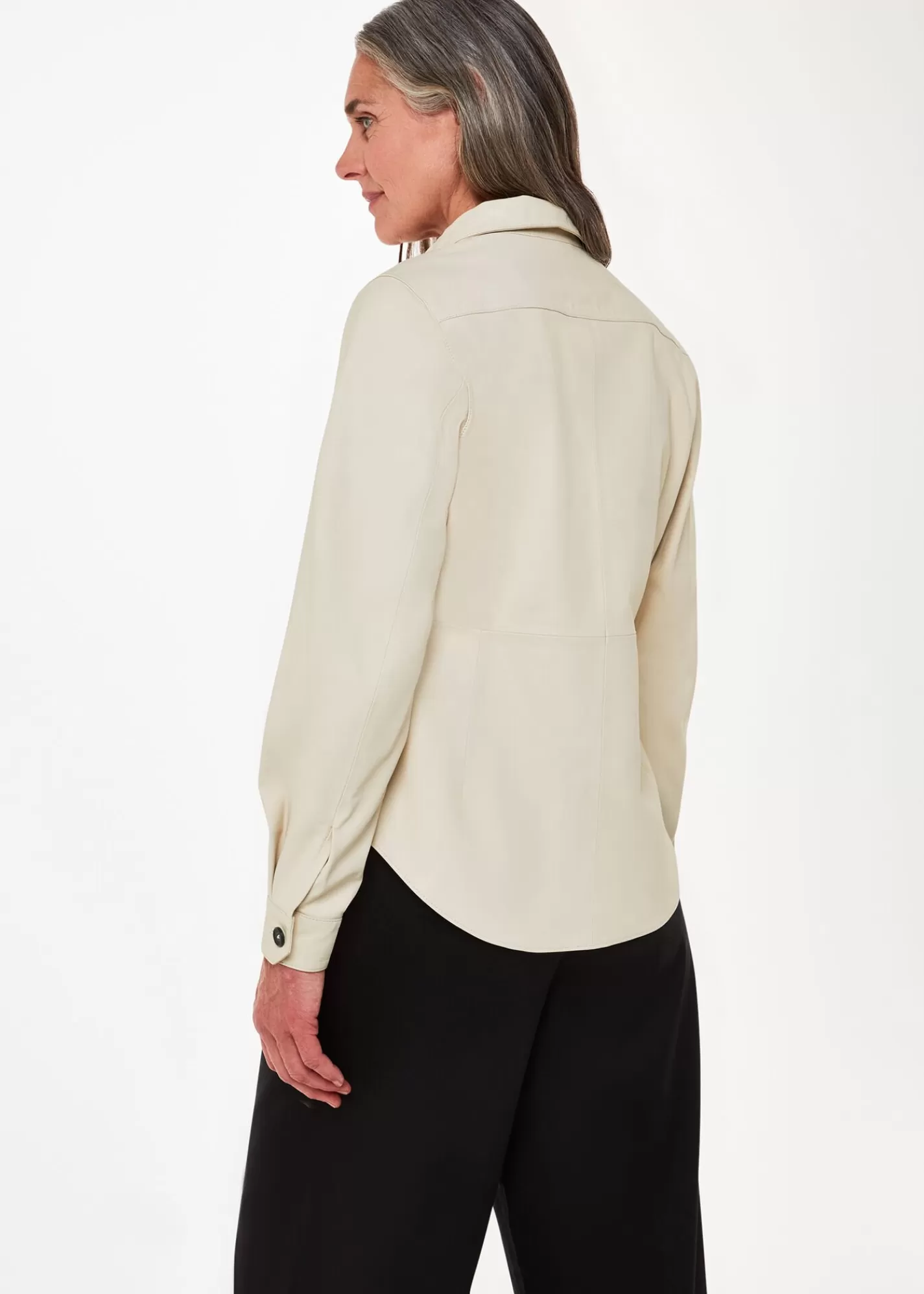 Whistles Leather | Shirts & Blouses*Ivory Kelly Slim Leather Shirt Ivory/Multi