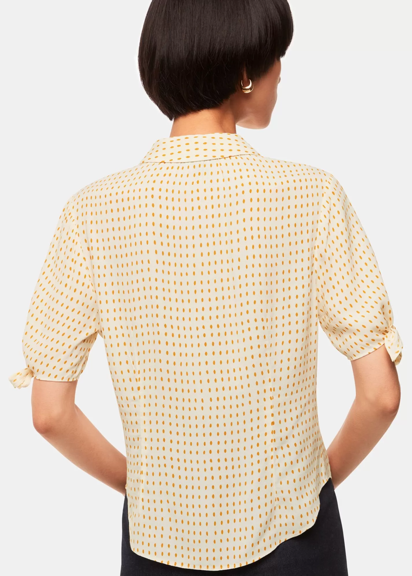 Whistles Shirts & Blouses | Tops*Ivory Oval Spot Tie Sleeve Shirt Ivory/Multi