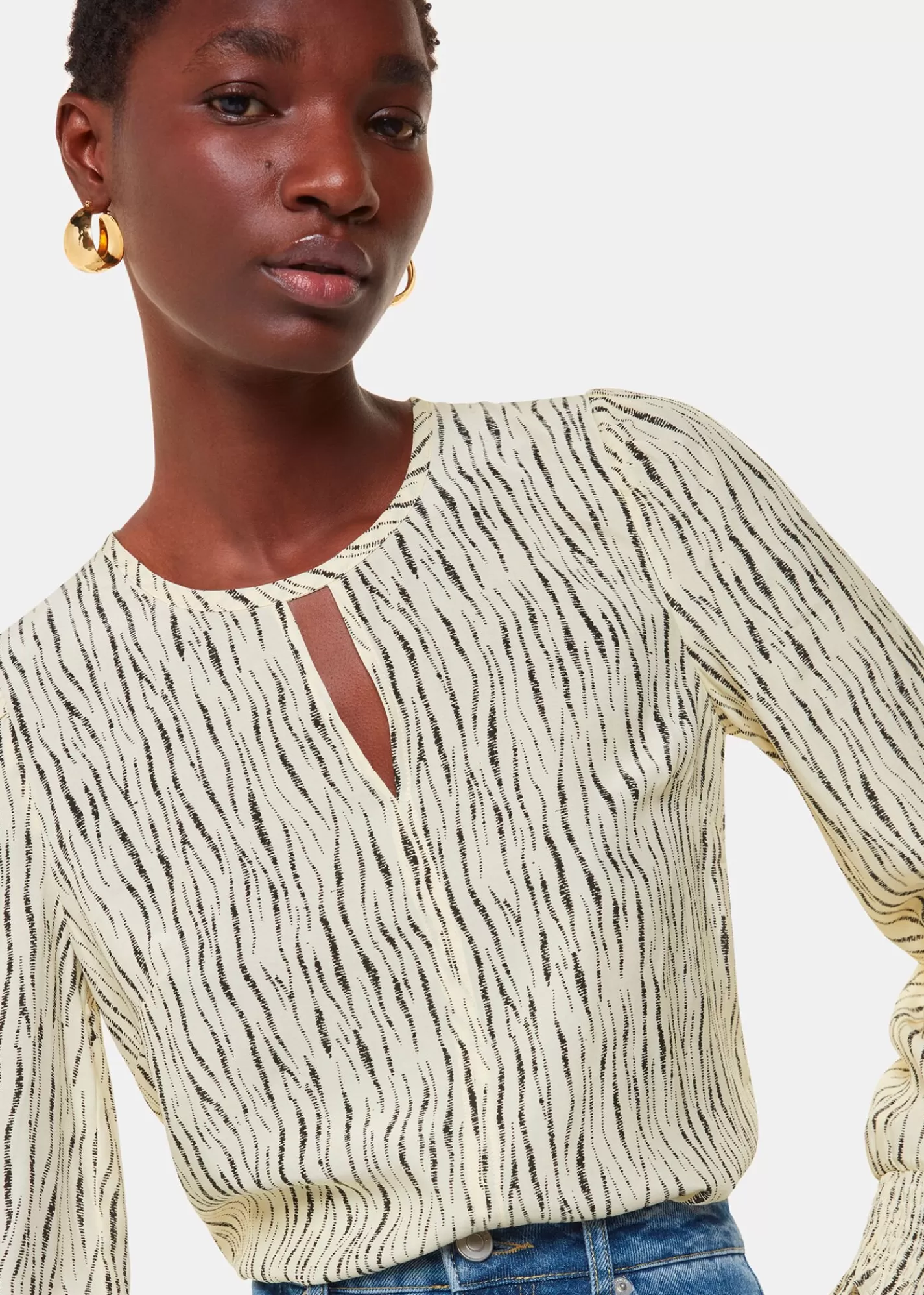 Whistles Shirts & Blouses | Tops*Ivory Shibori Stripe Detail Blouse Ivory/Multi