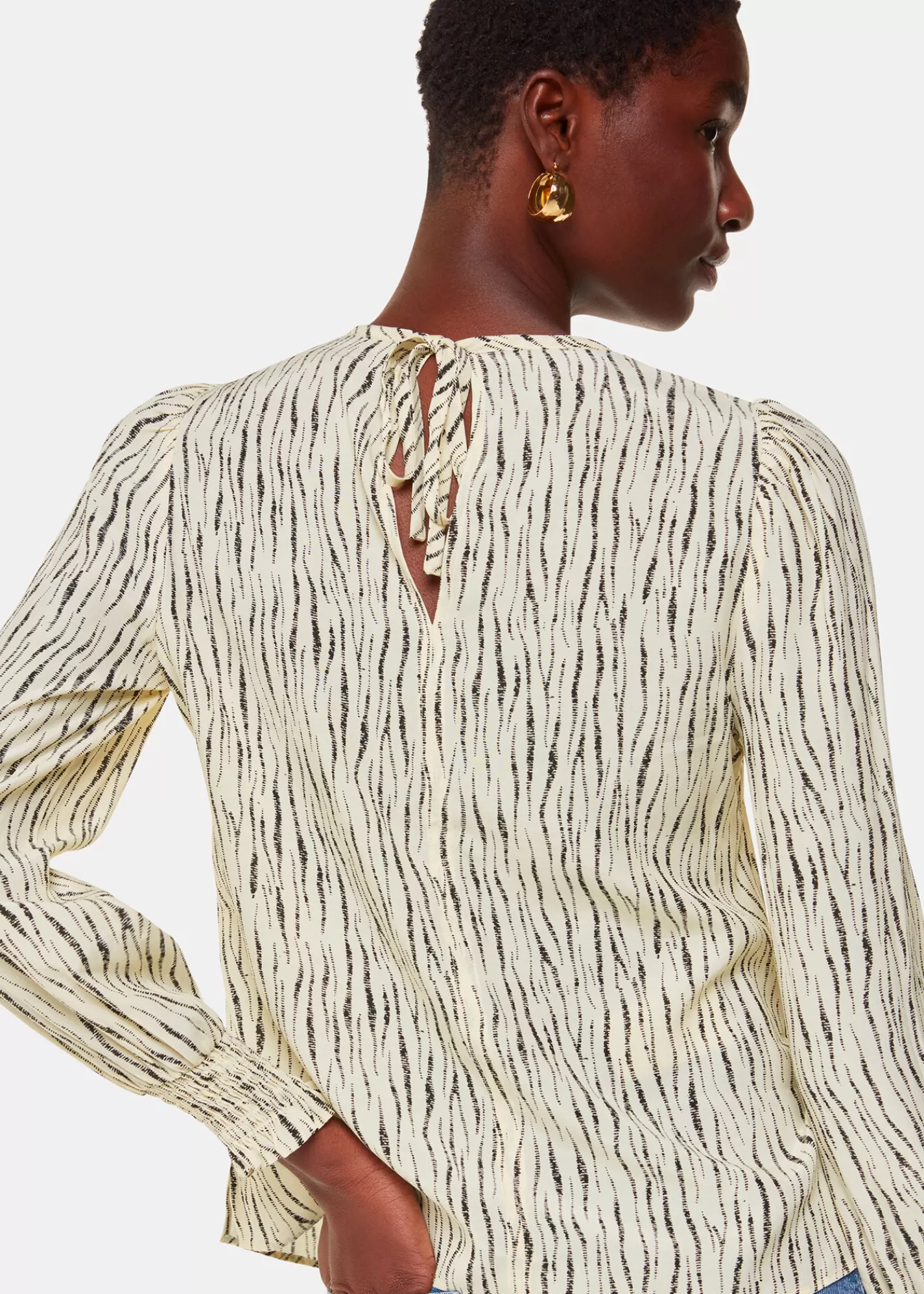 Whistles Shirts & Blouses | Tops*Ivory Shibori Stripe Detail Blouse Ivory/Multi