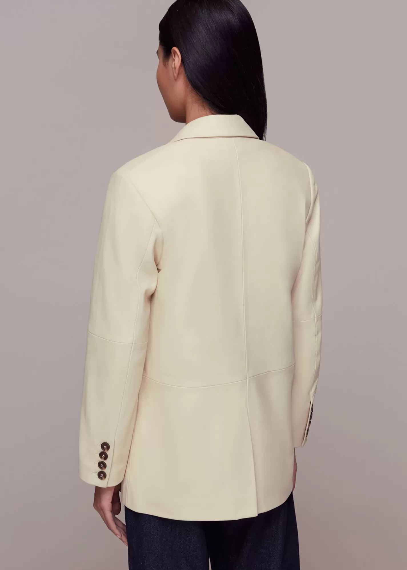 Whistles Leather | Coats & Jackets*Ivory Stina Leather Blazer Ivory/Multi