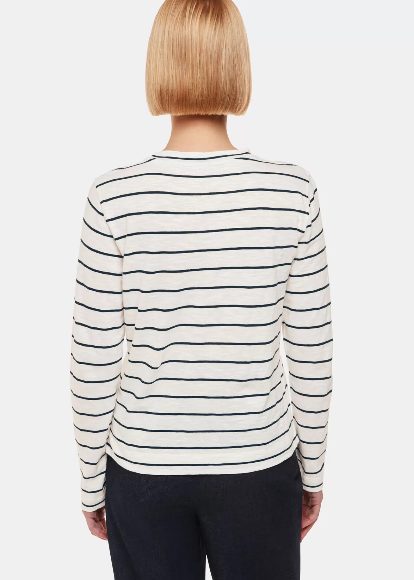 Whistles T-Shirts | Tops*Ivory Stripe Crew Neck Pocket Top Ivory/Multi