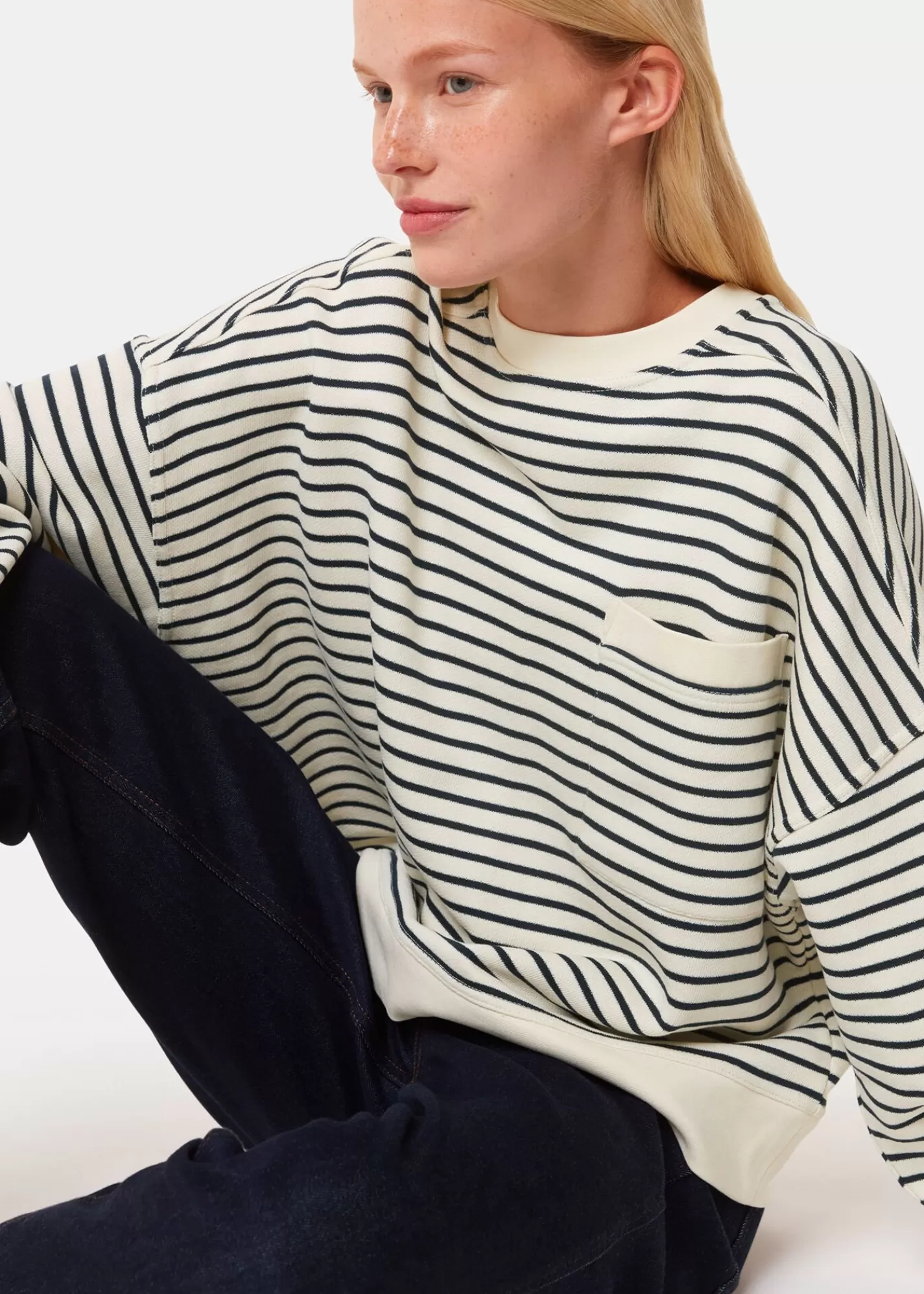 Whistles Tops*Ivory Stripe Sweat Ivory/Multi