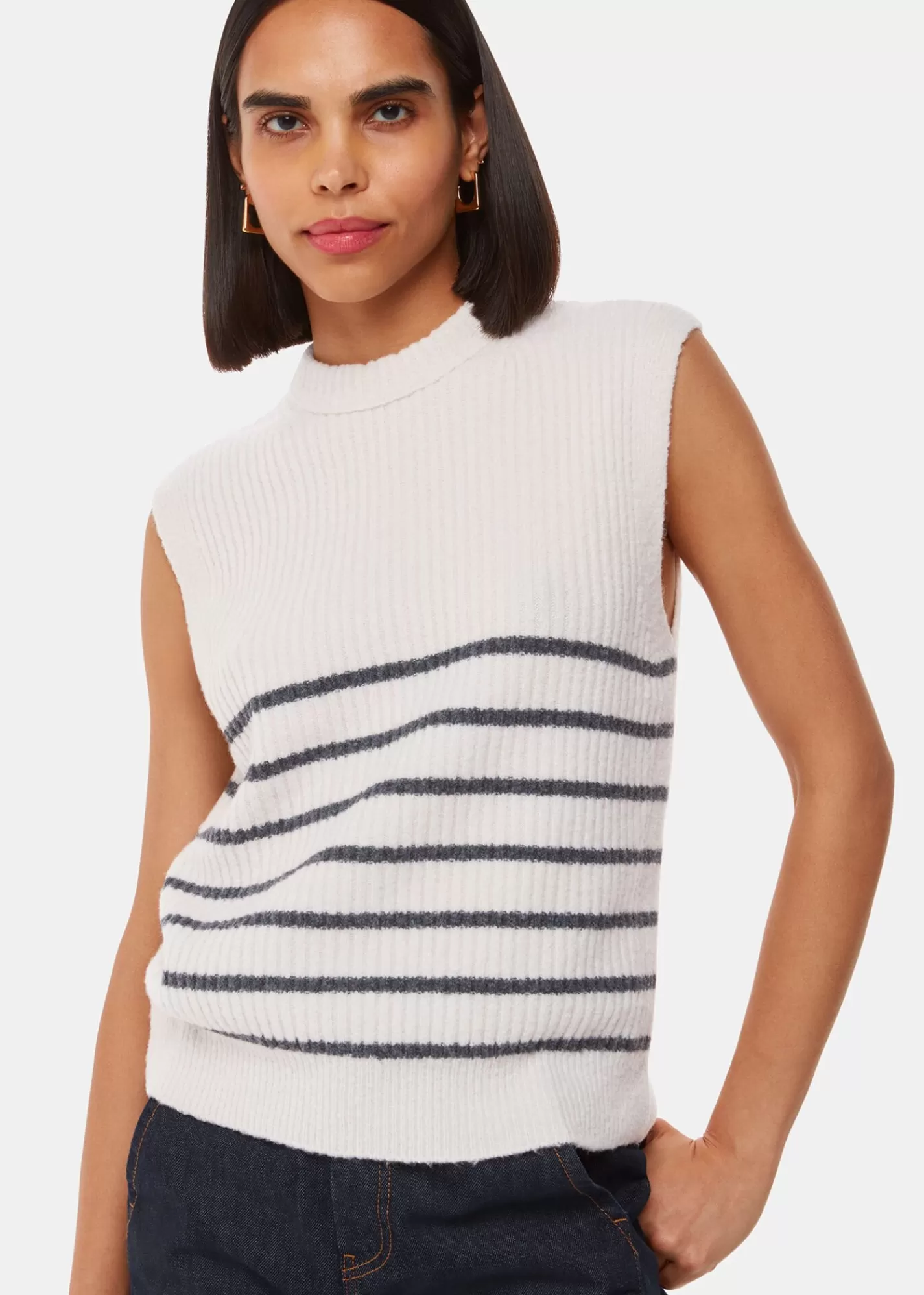 Whistles Tops | Knitwear & Cashmere*Ivory Stripe Textured Tank Ivory/Multi