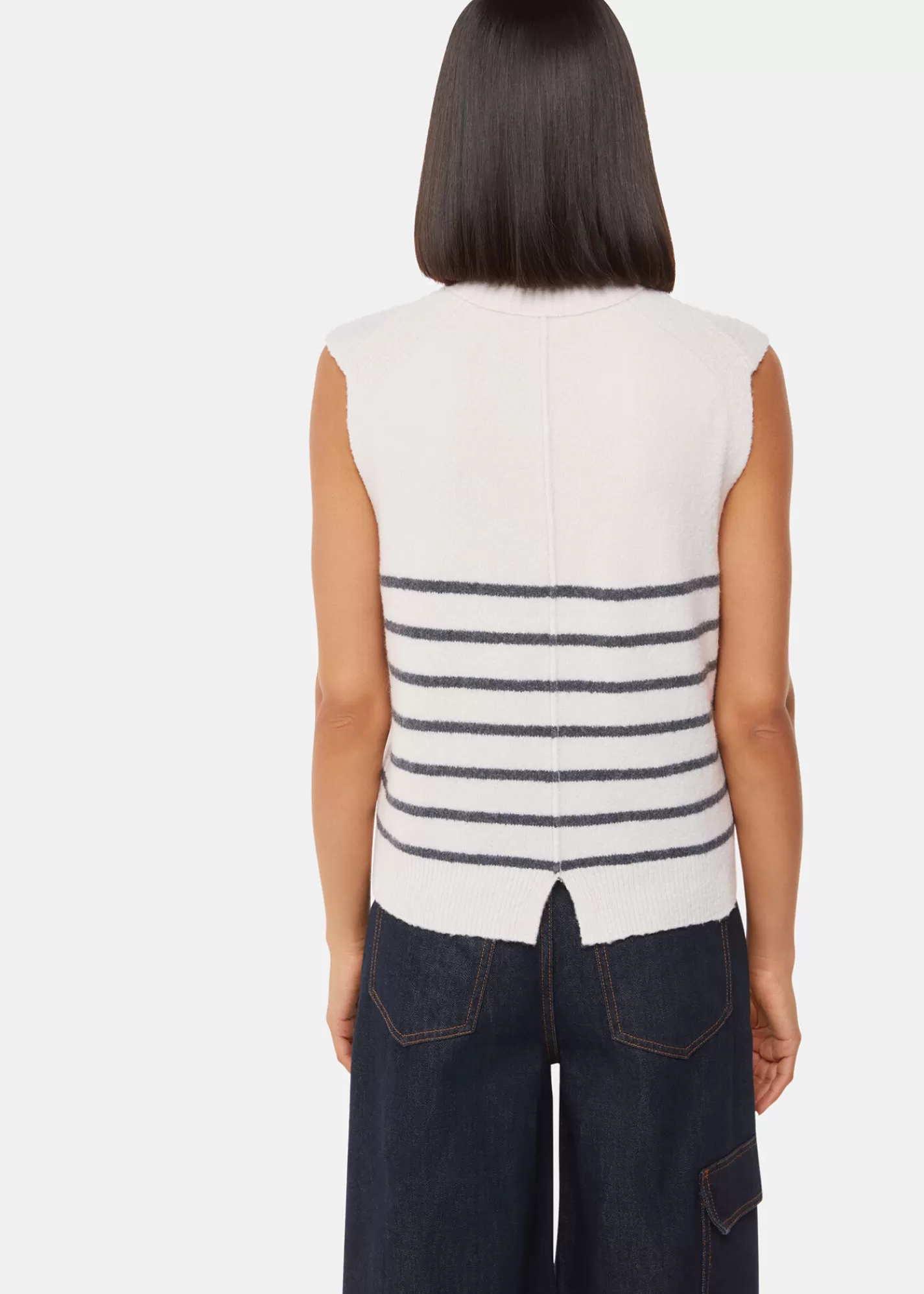 Whistles Tops | Knitwear & Cashmere*Ivory Stripe Textured Tank Ivory/Multi