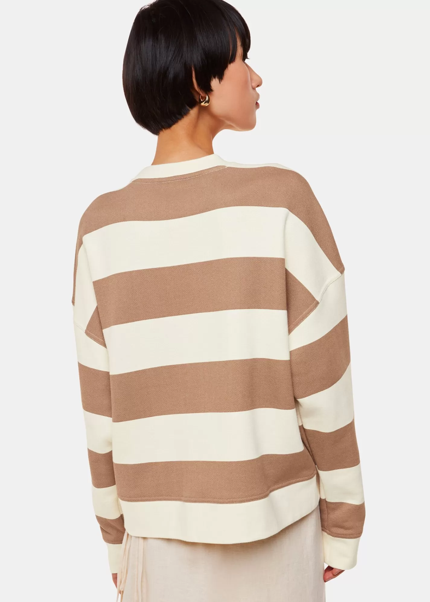 Whistles Tops*Ivory Wide Stripe Sweat Ivory/Multi