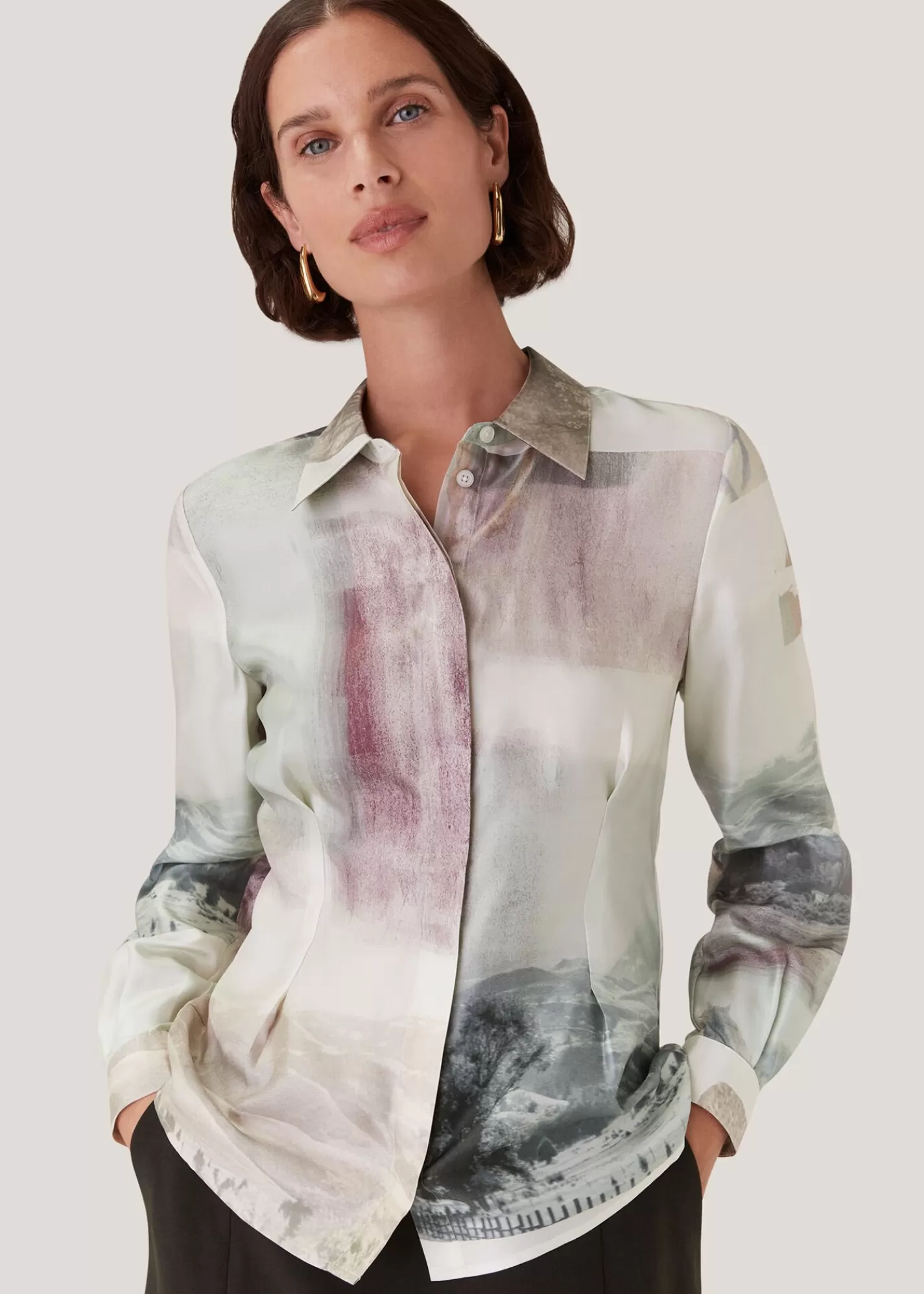 Whistles Shirts & Blouses | Tops*Ivory Wild Horse Print Silk Shirt Ivory/Multi